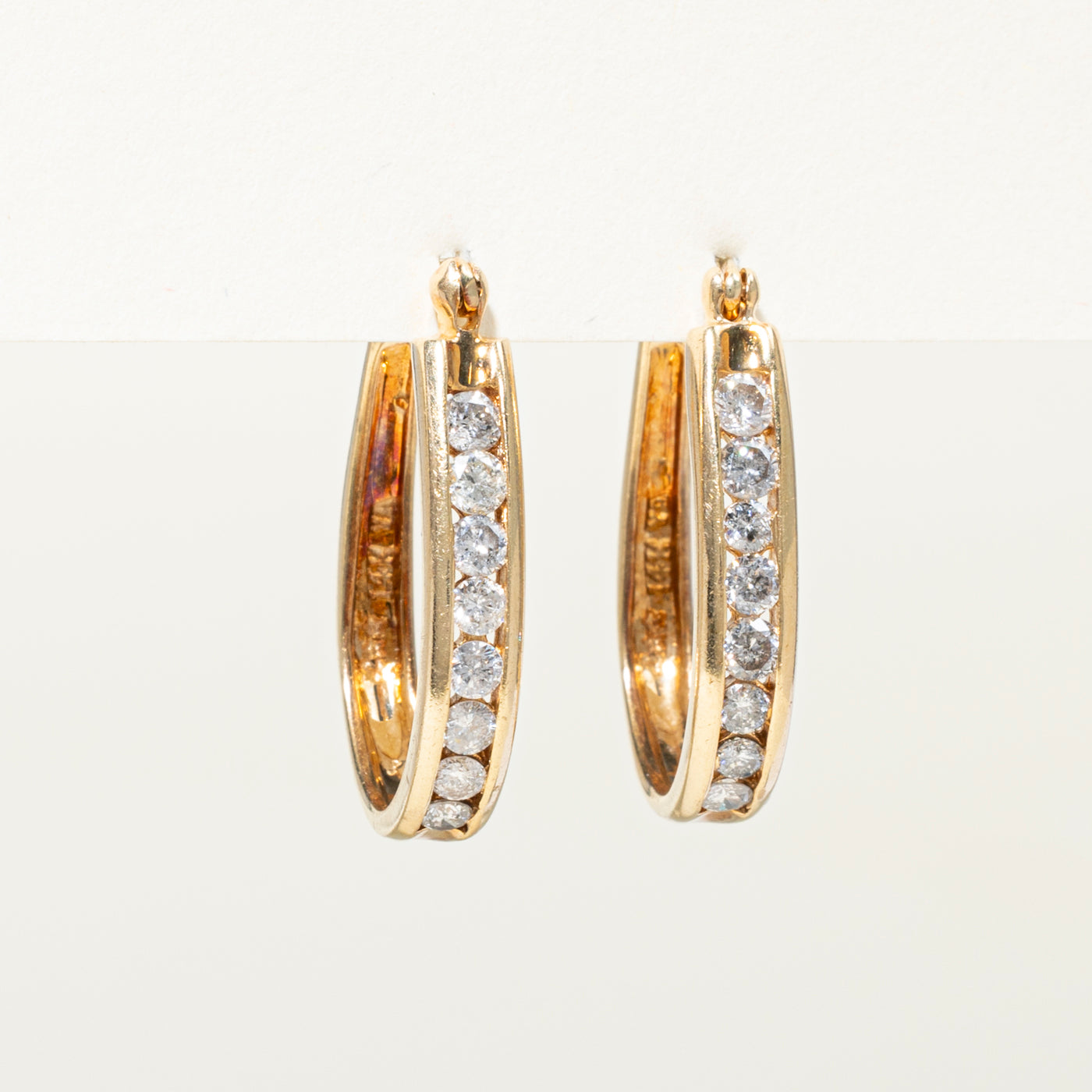 Channel Set Diamond Hoop Earrings | 0.94ctw
