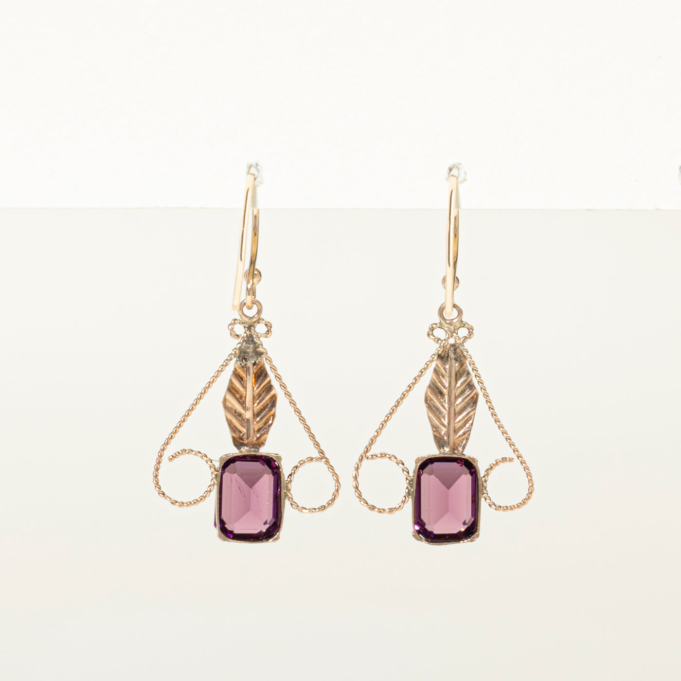 Solitaire Pasté Glass Leaf Drop Earrings | 3.00ct