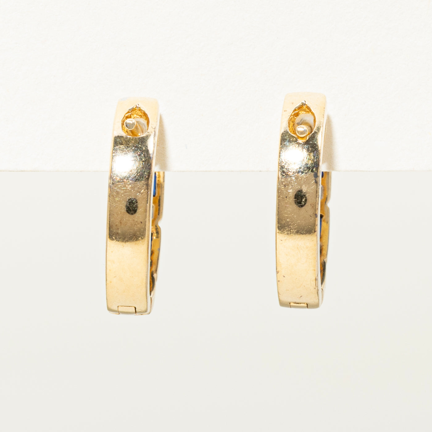 18k Sapphire & Diamond Huggie Earrings | 0.50ctw, 0.08ct