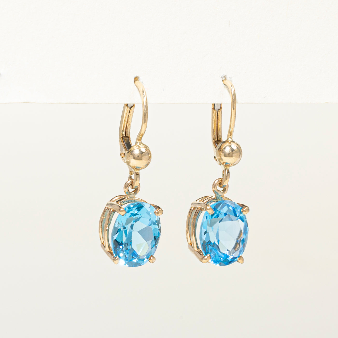 Oval Cut Blue Topaz Drop Earrings | 7.60ctw