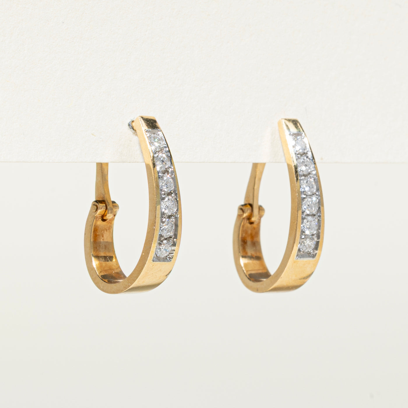 18k Yellow Gold Diamond Hoop Earrings | 0.30ctw