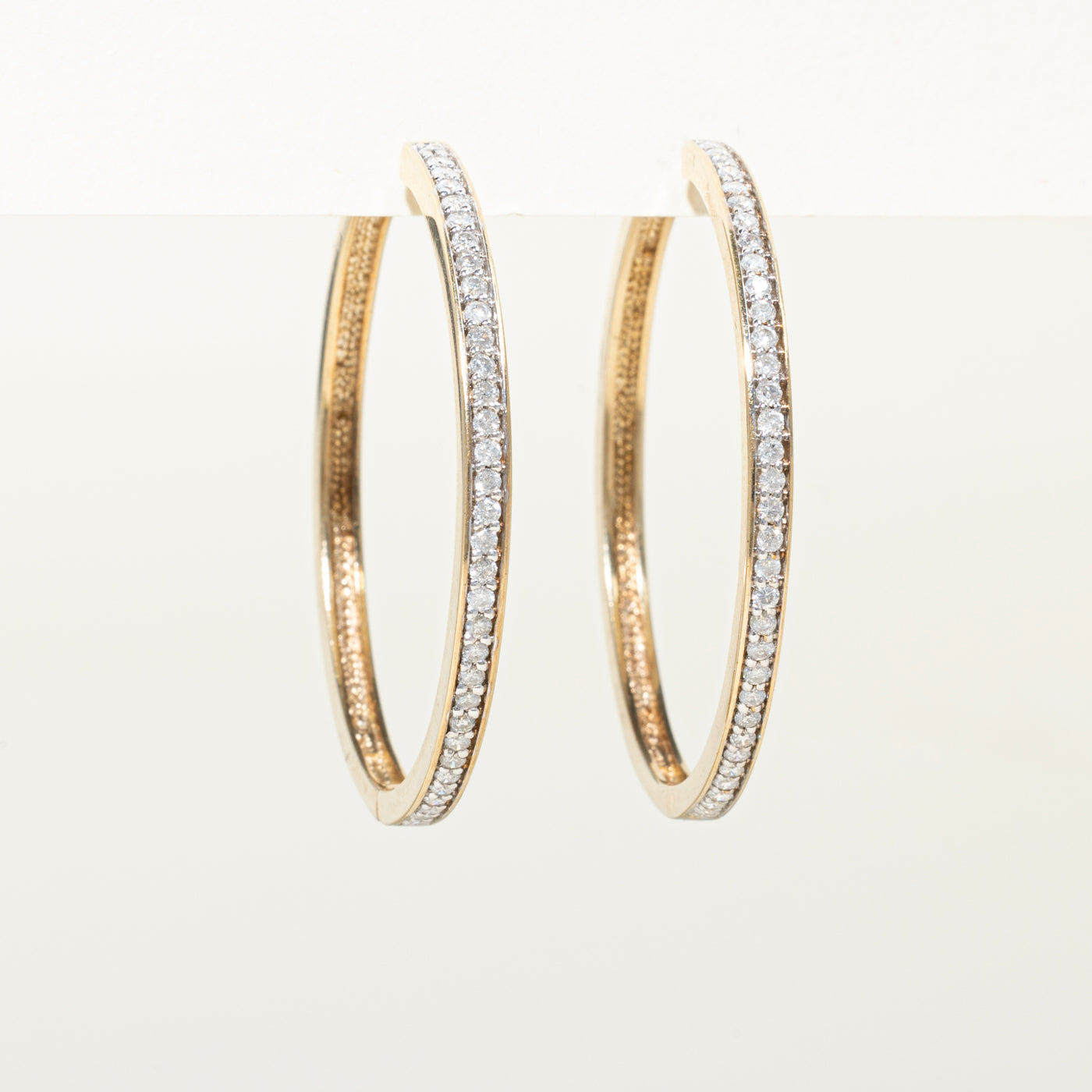 Pave Set Diamond Large Hoop Earrings | 1.00ctw