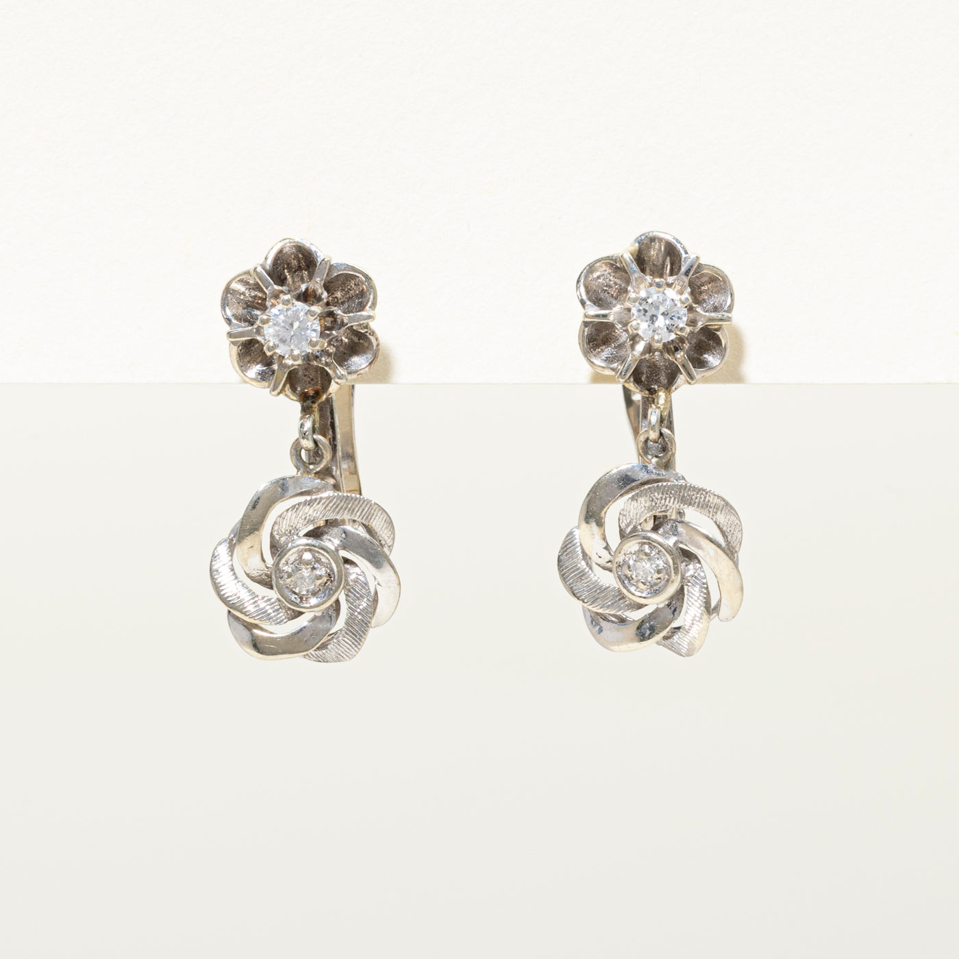 Diamond Flower Drop Earrings | 0.26ct