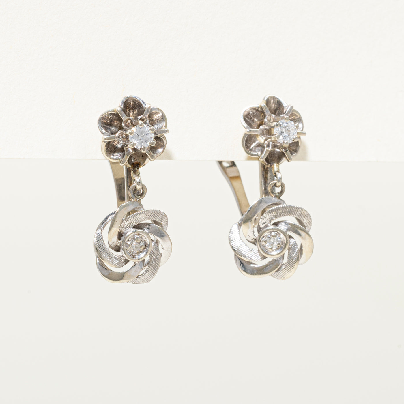 Diamond Flower Drop Earrings | 0.26ct