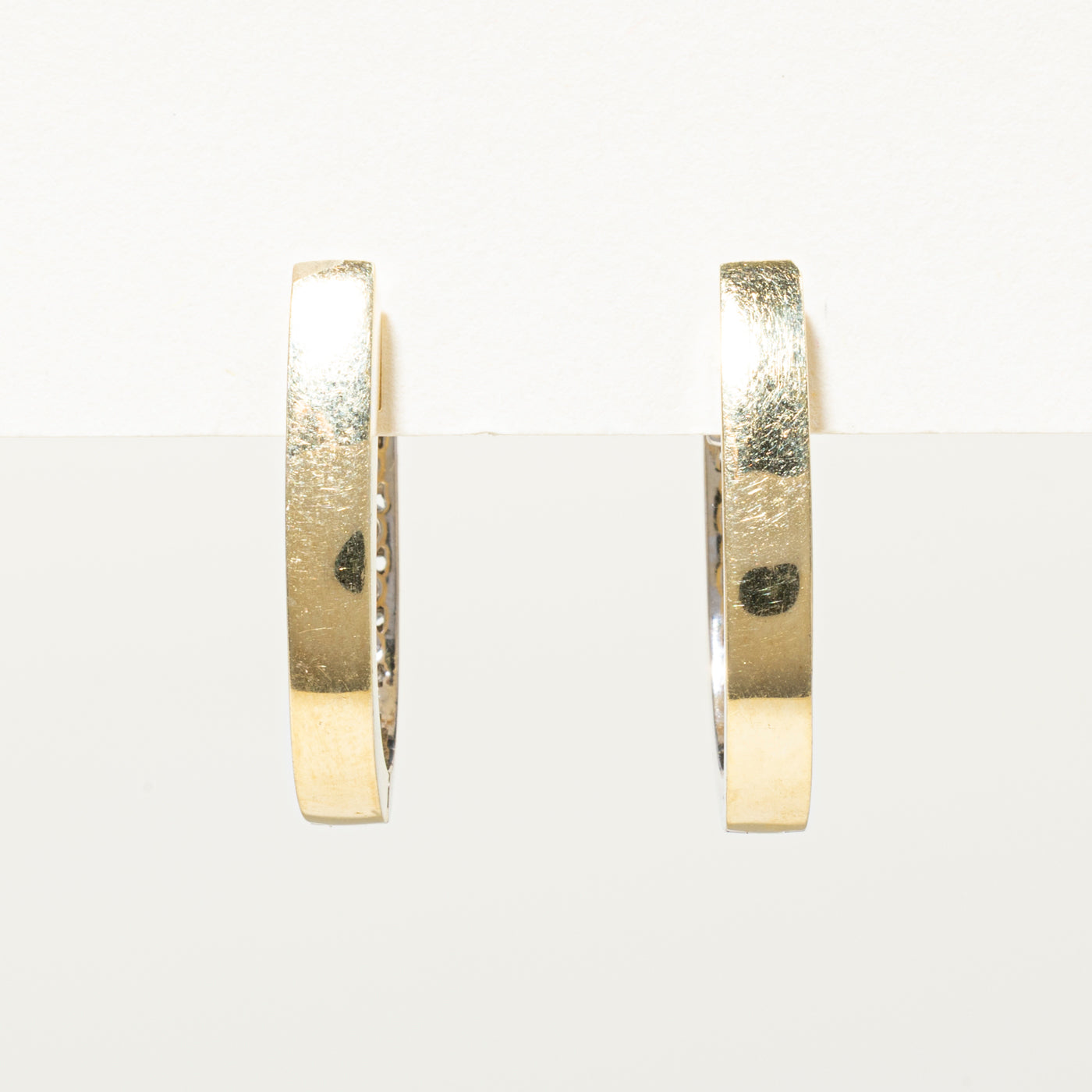 Two Tone Channel Set Diamond Reversible Hoop Earrings | 0.96ctw