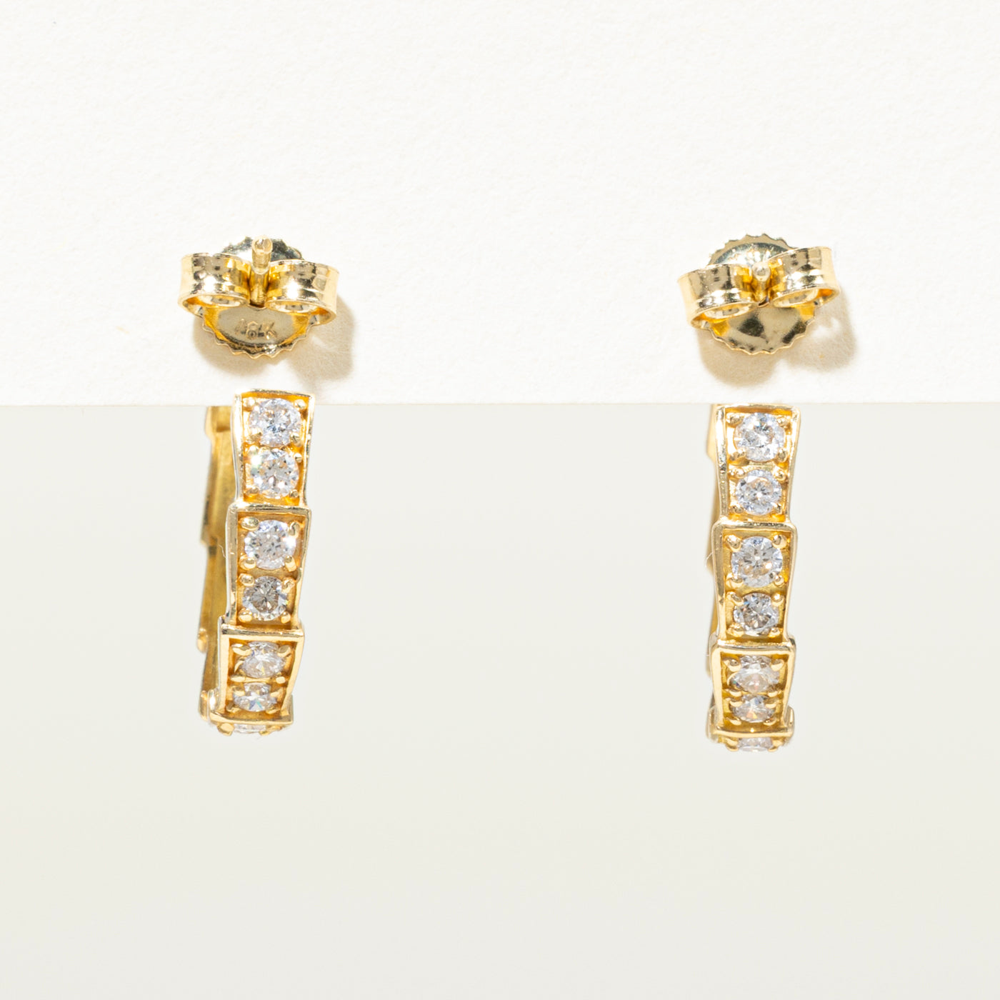 18k Yellow Gold Diamond Hoop Earrings | 0.60ct