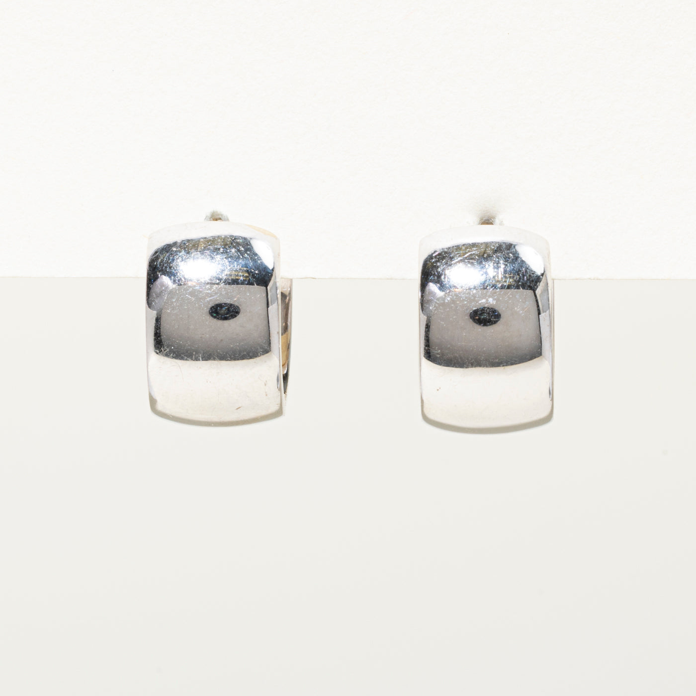 18k Two Tone Diamond Chunky Huggie Earrings | 0.36ctw
