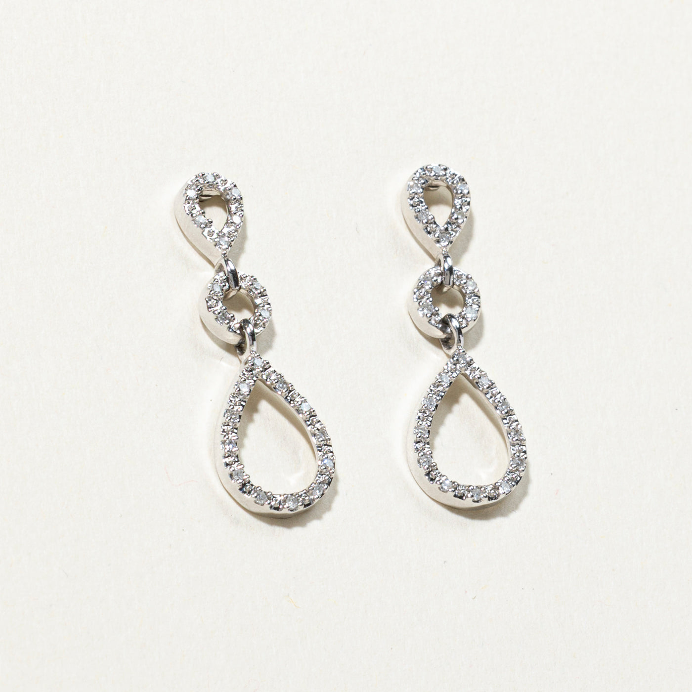 Diamond Pear Shaped Drop Earrings | 0.14ct