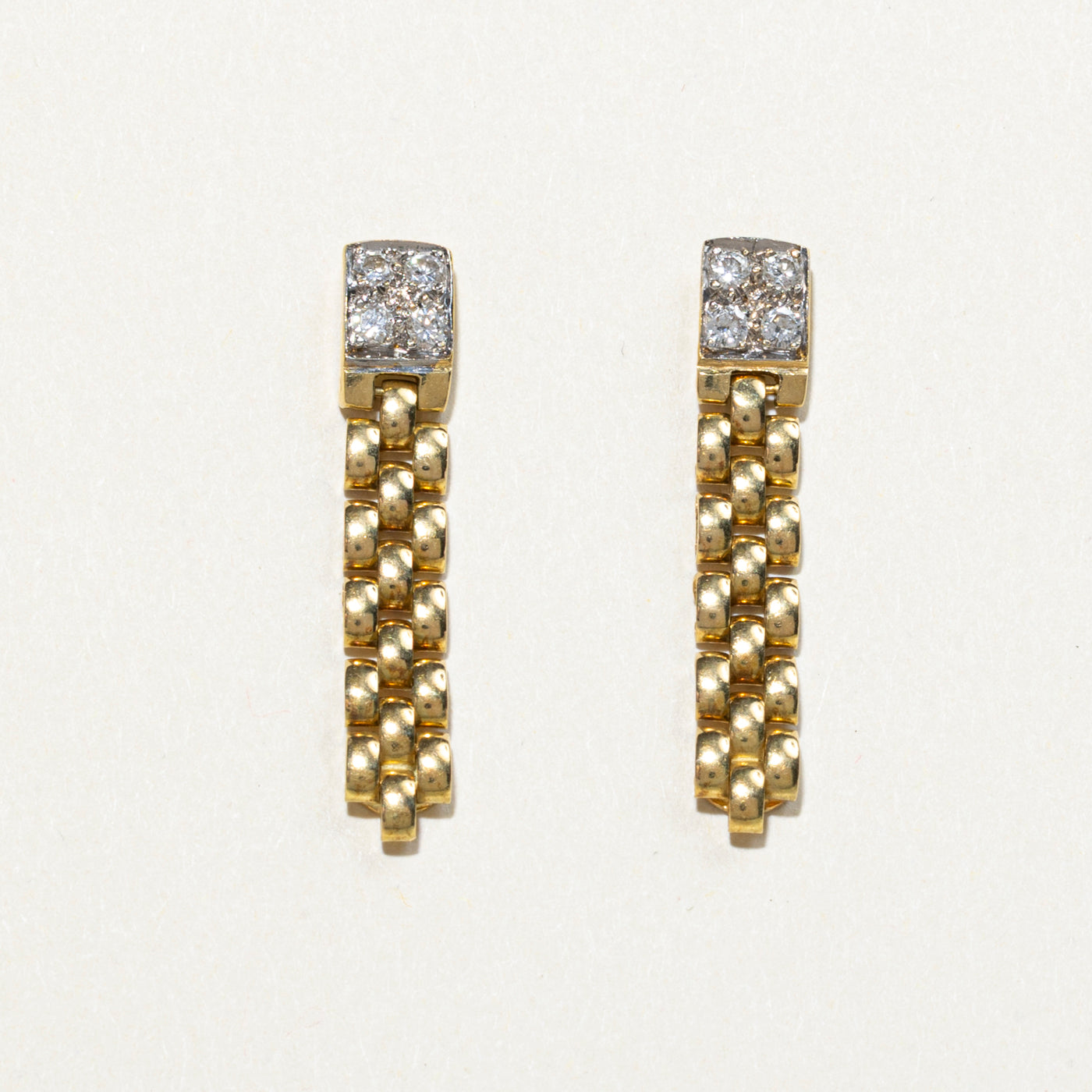 18k Diamond Cluster Panther Chain Drop Earrings | 0.28ctw