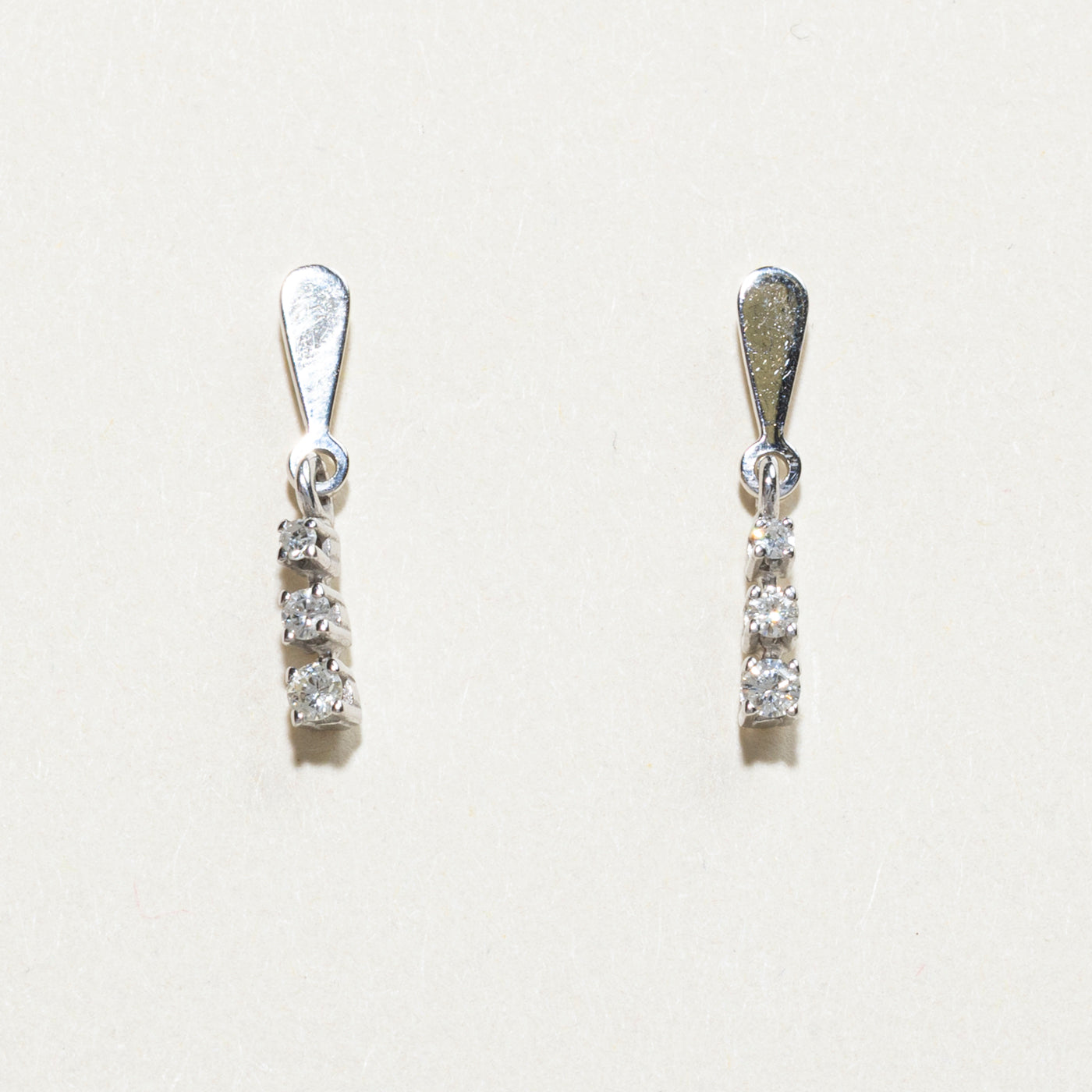 Three Stone Diamond Drop Earrings | 0.18ct