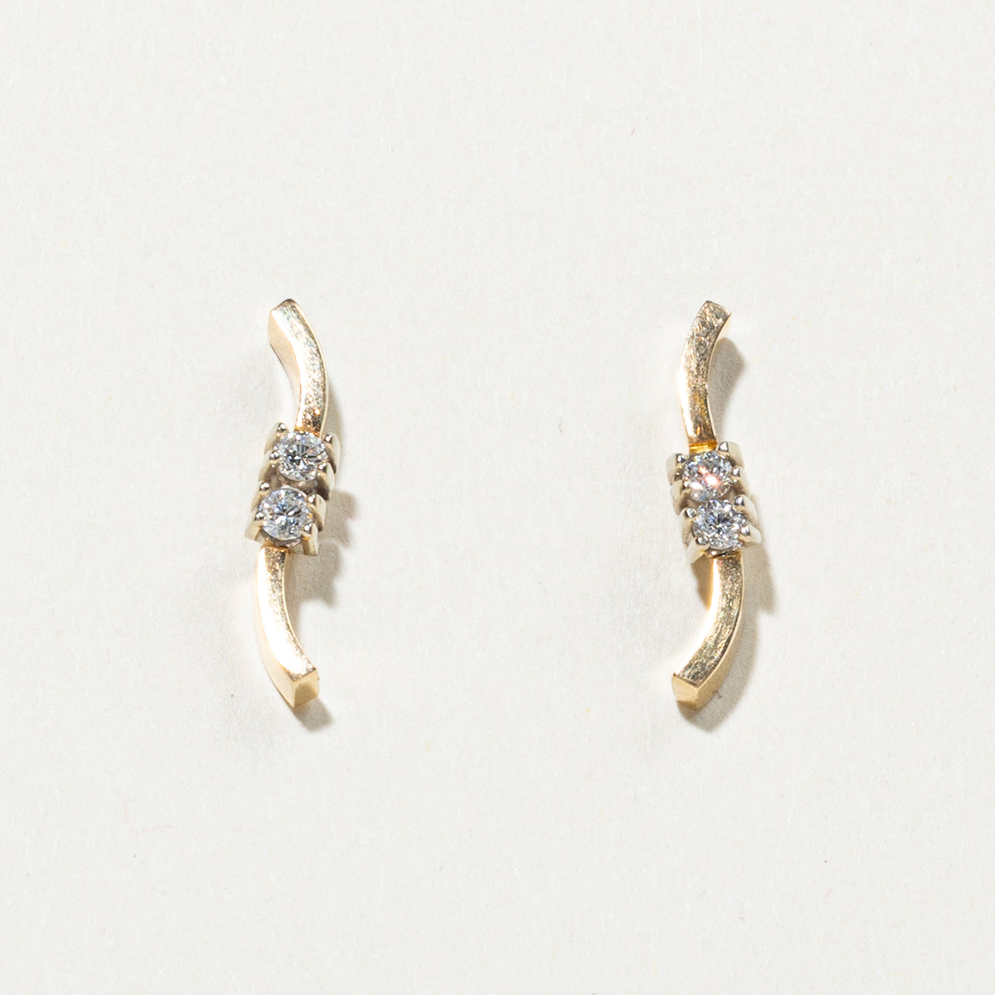 Two Stone Diamond Wavy Drop Earrings | 0.18ct