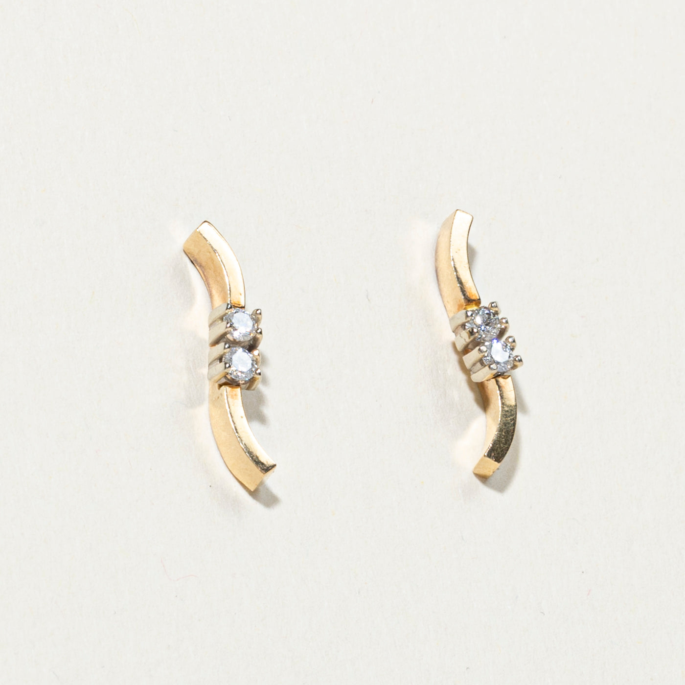 Two Stone Diamond Wavy Drop Earrings | 0.18ct