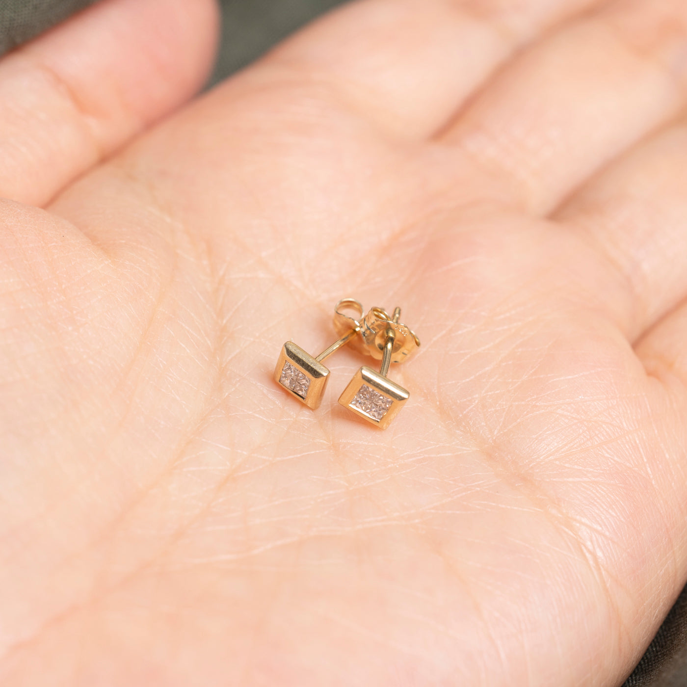 Illusion Set Princess Cut Diamond Stud Earrings | 0.20ct