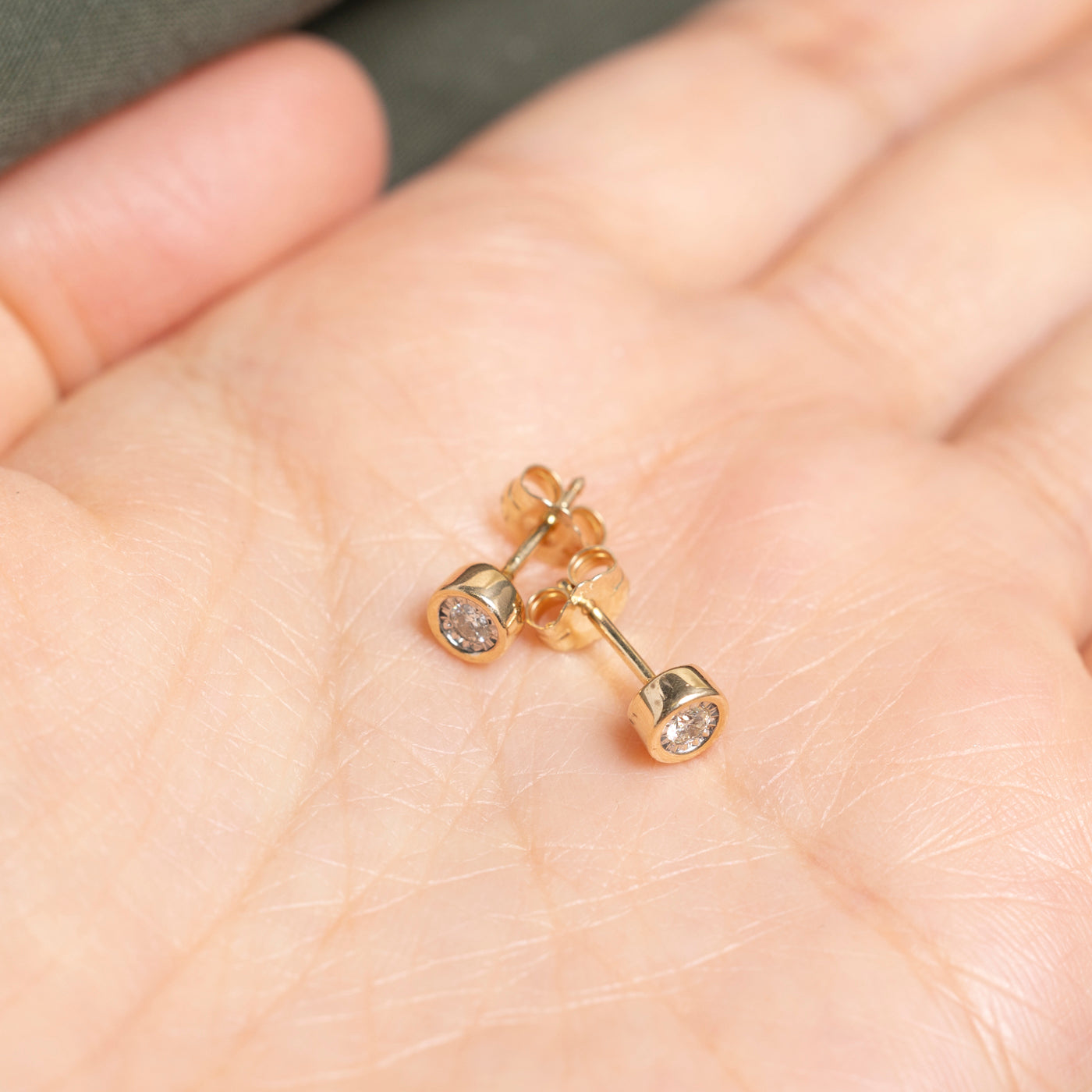 Bezel Set Diamond Stud Earrings | 0.10ct