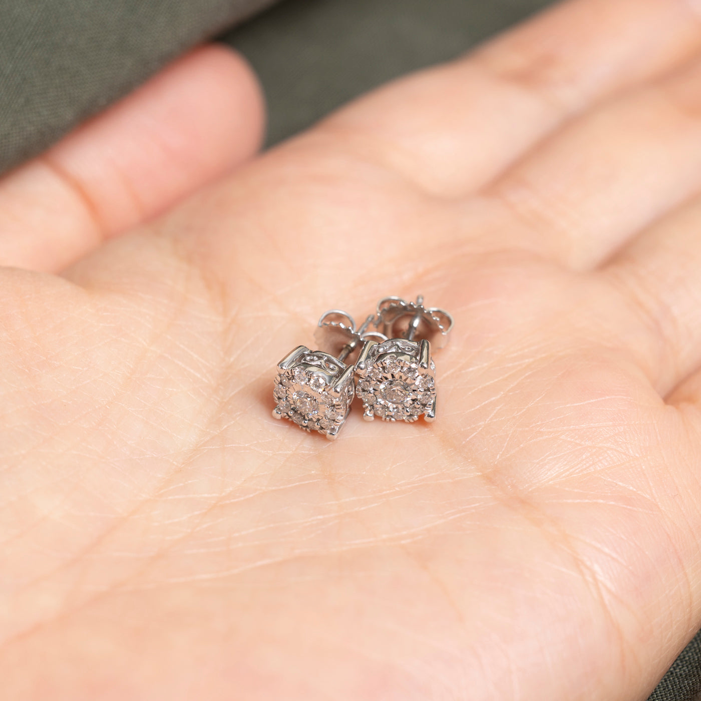 'Effy' White Gold Diamond Halo Stud Earrings | 0.45ctw