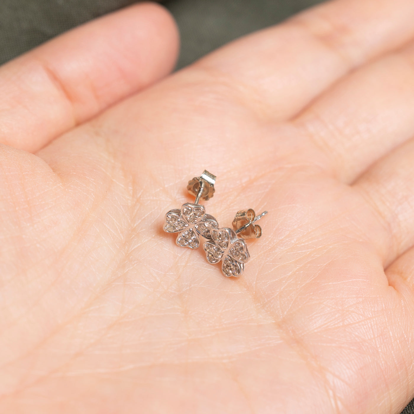 18k Diamond Clover Stud Earrings | 0.30ctw