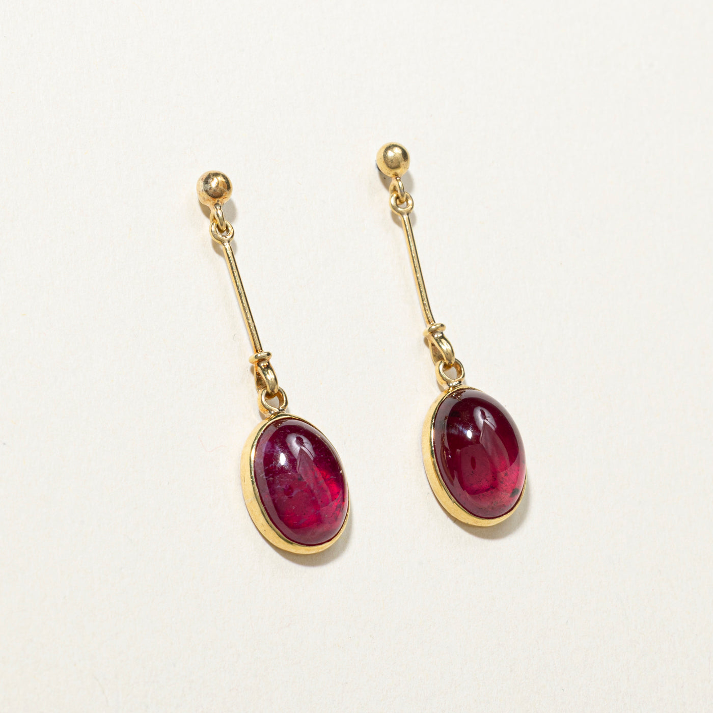 18k Oval Cut Glass Filled Ruby Drop Earrings | 9.6ctw