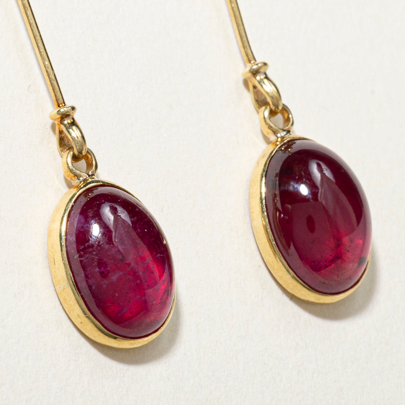 18k Oval Cut Glass Filled Ruby Drop Earrings | 9.6ctw