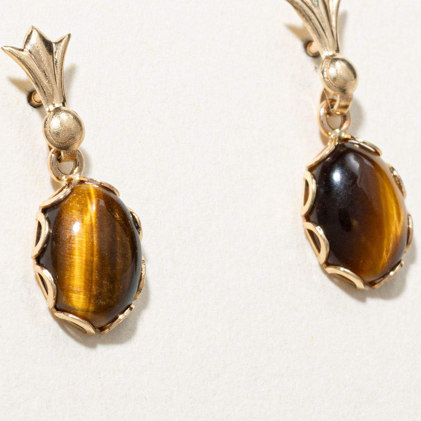 Oval Cut Tigers Eye Drop Earrings | 2.00ctw