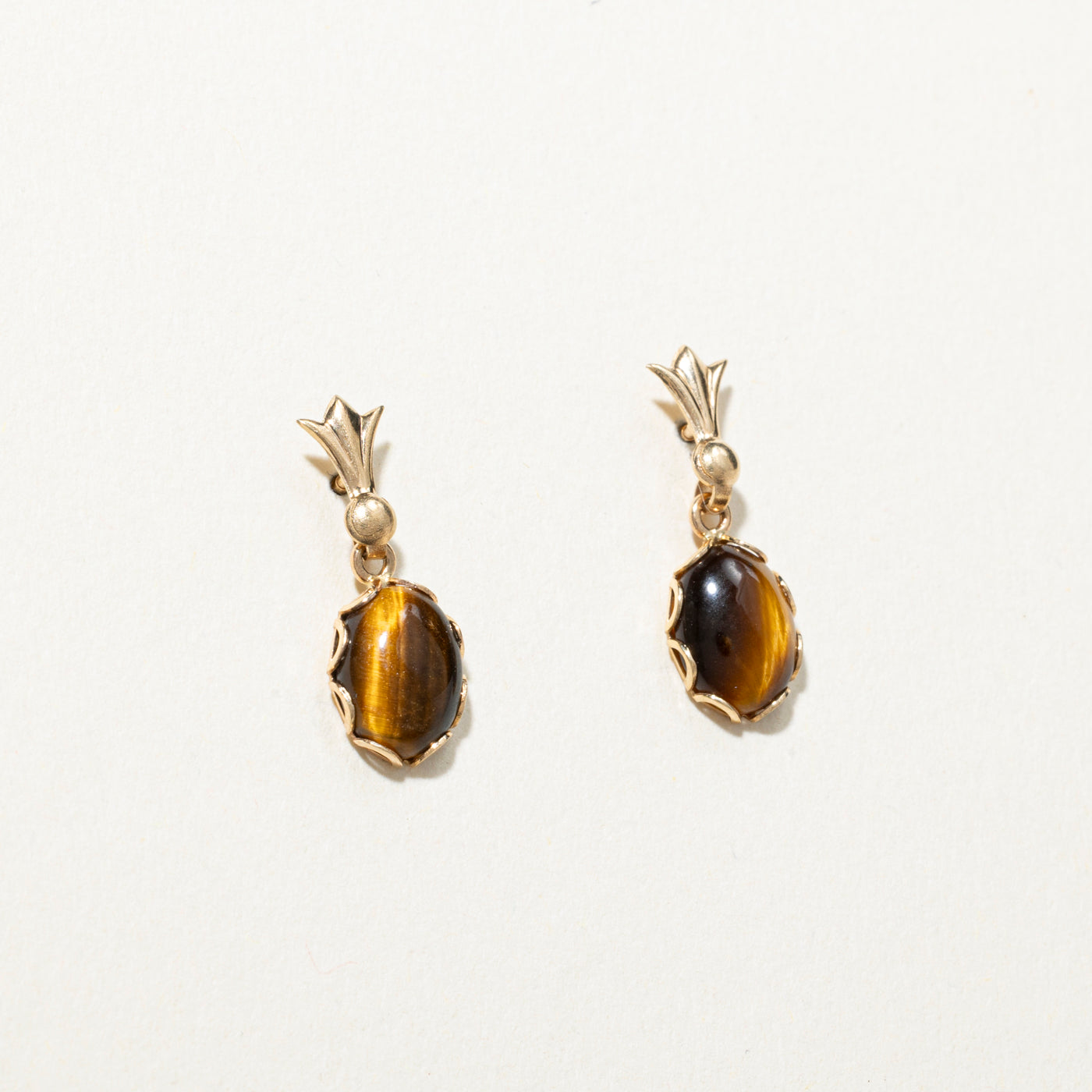 Oval Cut Tigers Eye Drop Earrings | 2.00ctw