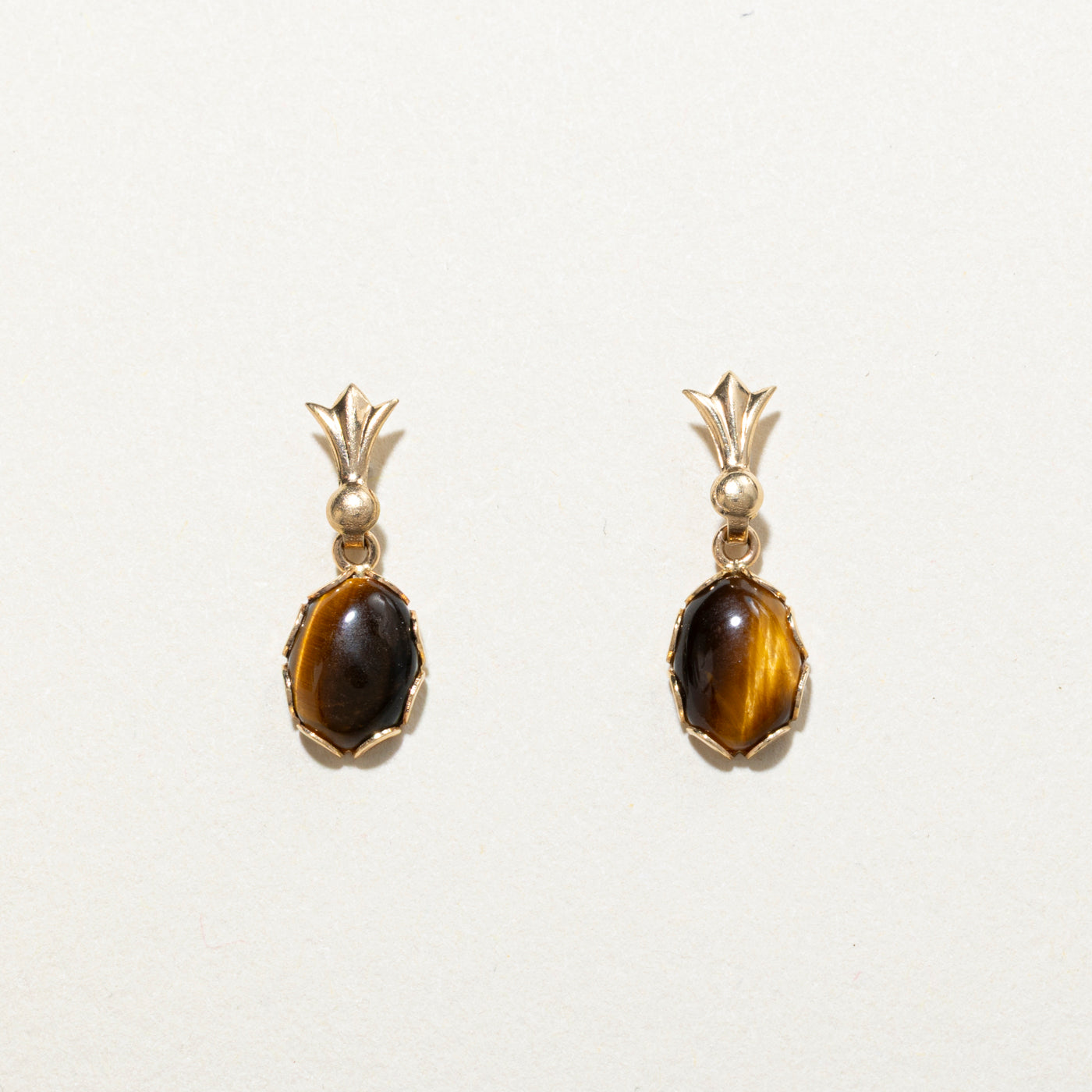 Oval Cut Tigers Eye Drop Earrings | 2.00ctw