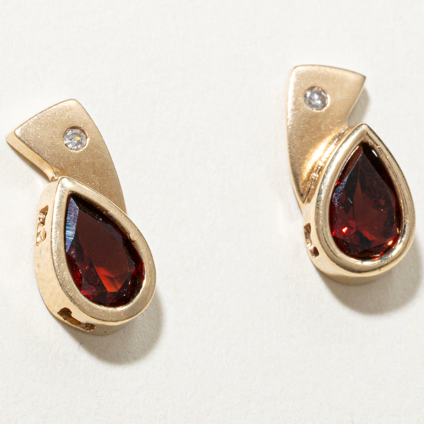 Pear Cut Bezel Set Garnet Stud Earrings | 2.00ctw