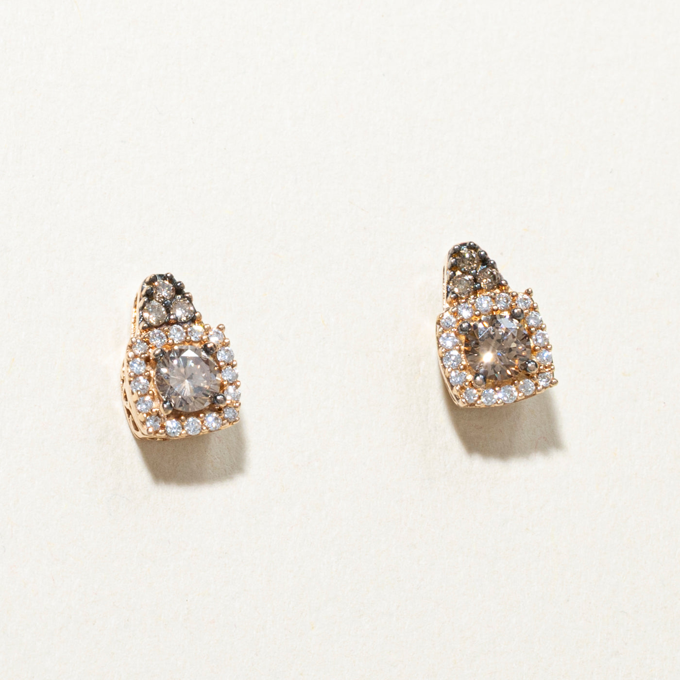 Yellow Gold Brown Diamond Stud Earrings | 0.50ctw