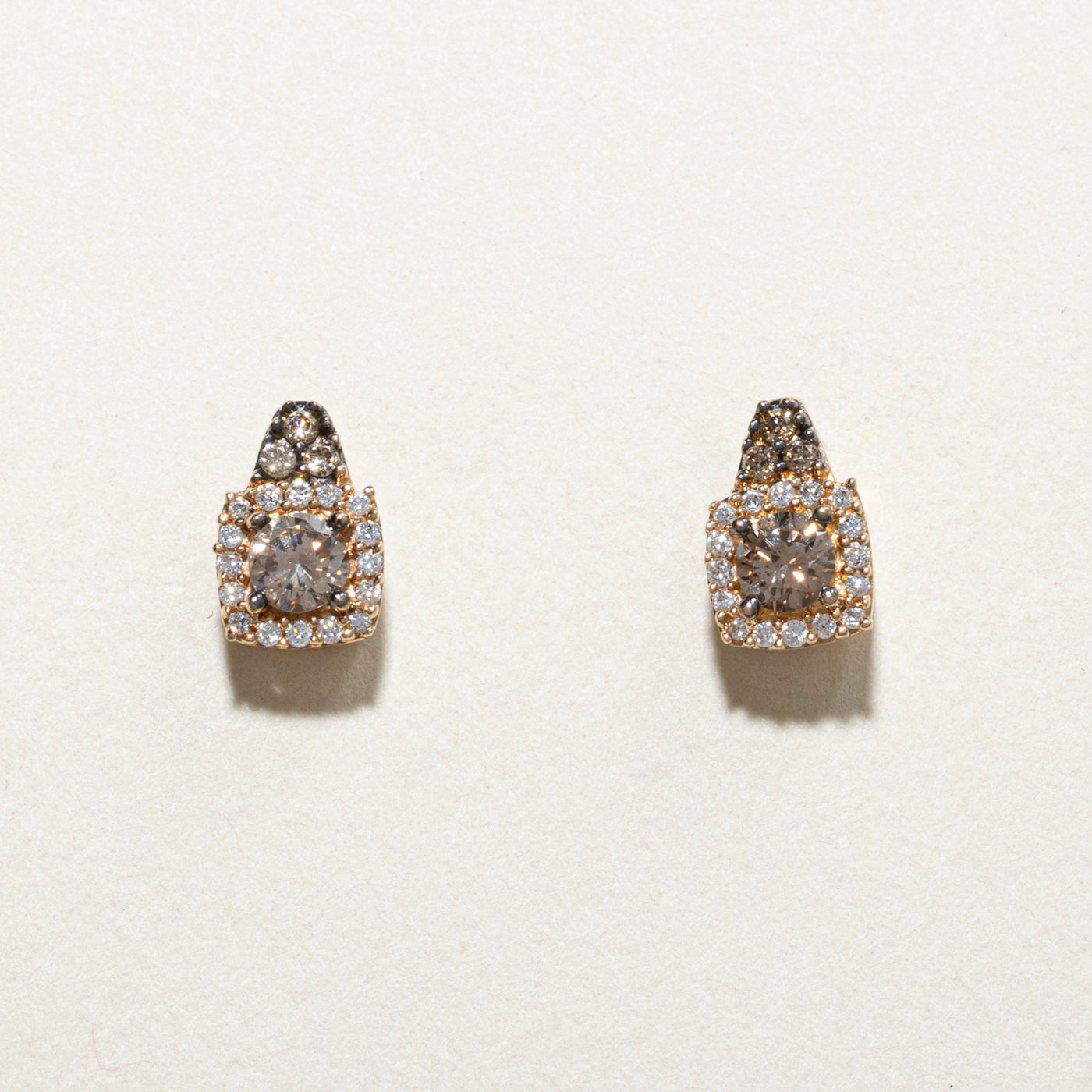 Yellow Gold Brown Diamond Stud Earrings | 0.50ctw