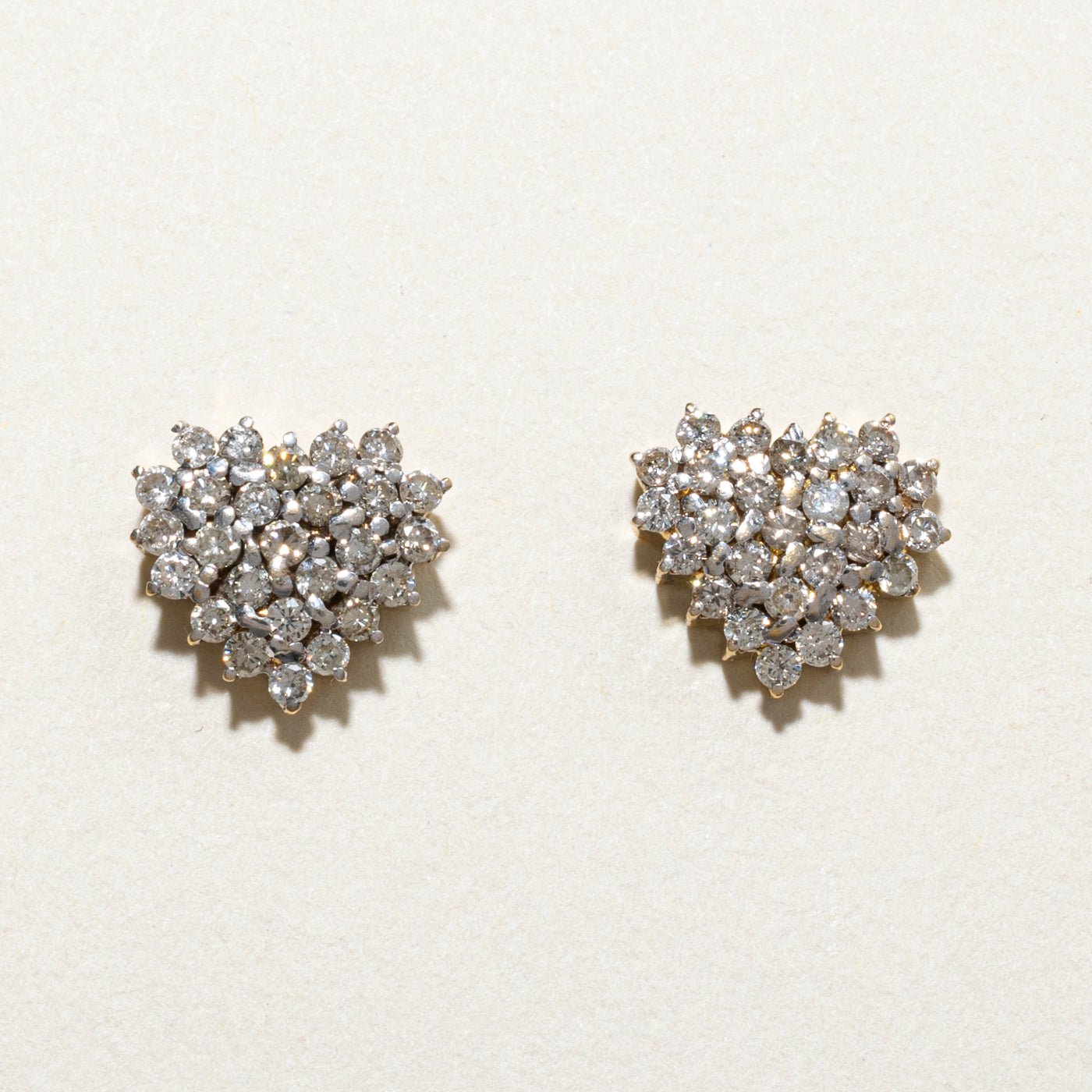 Diamond Heart Cluster Stud Earrings | 0.93ctw