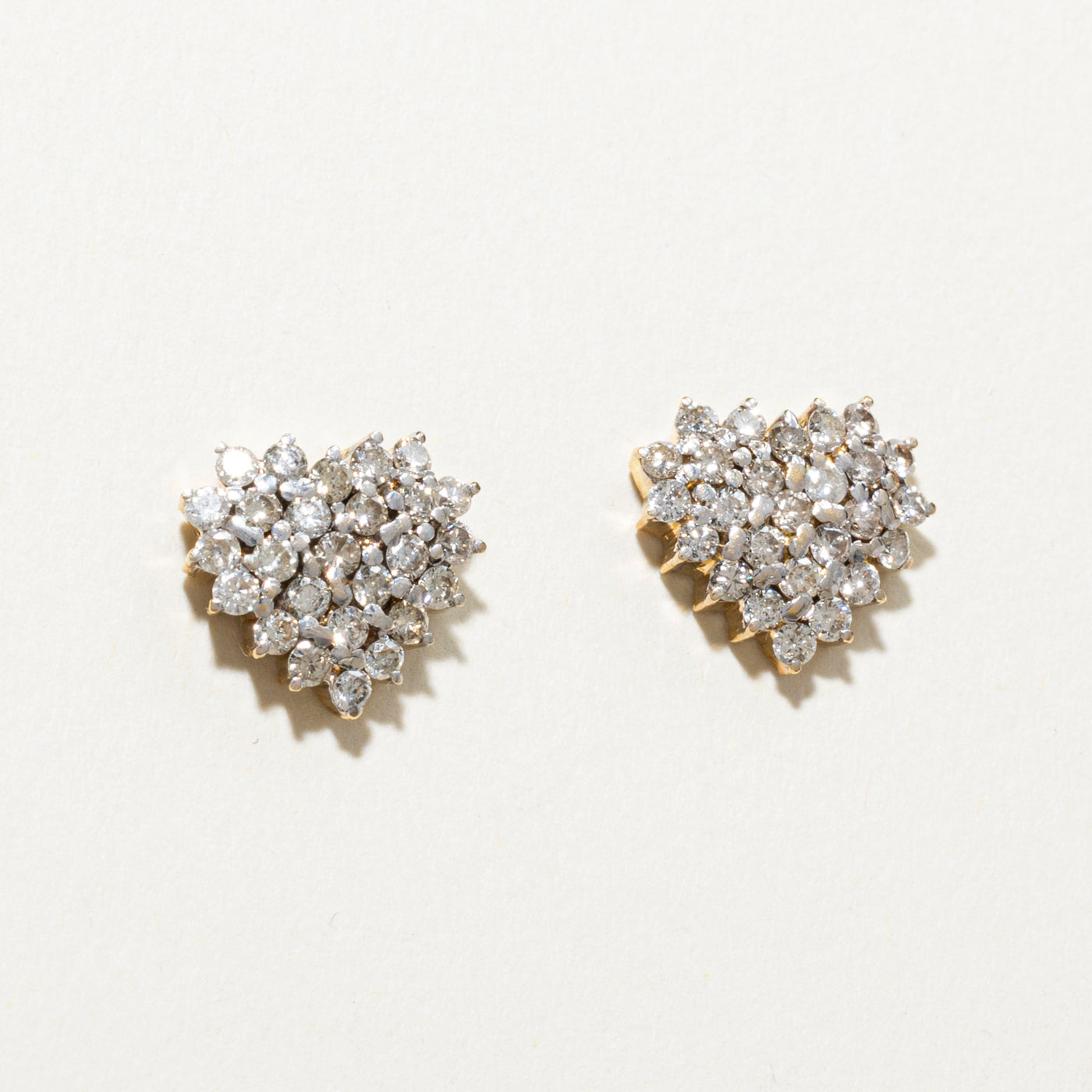 Diamond Heart Cluster Stud Earrings | 0.93ctw