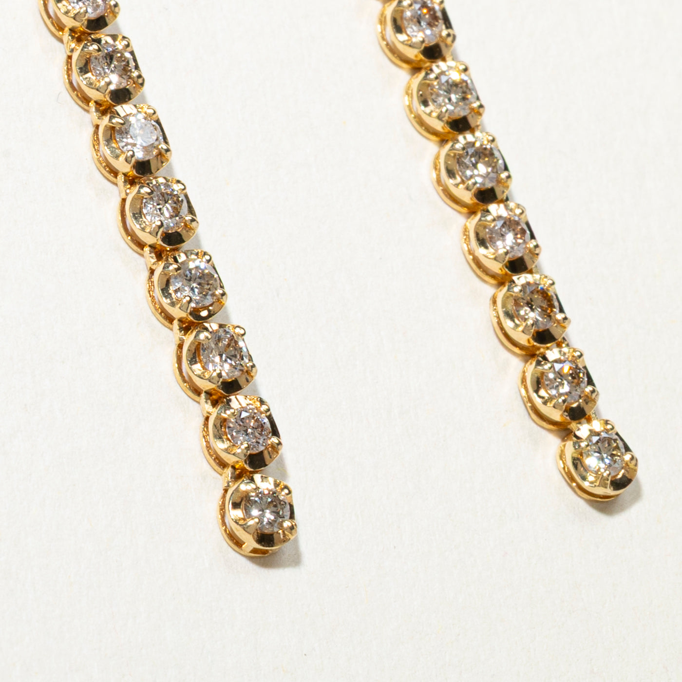 18k Yellow Gold Diamond Column Drop Earrings | 0.84ctw