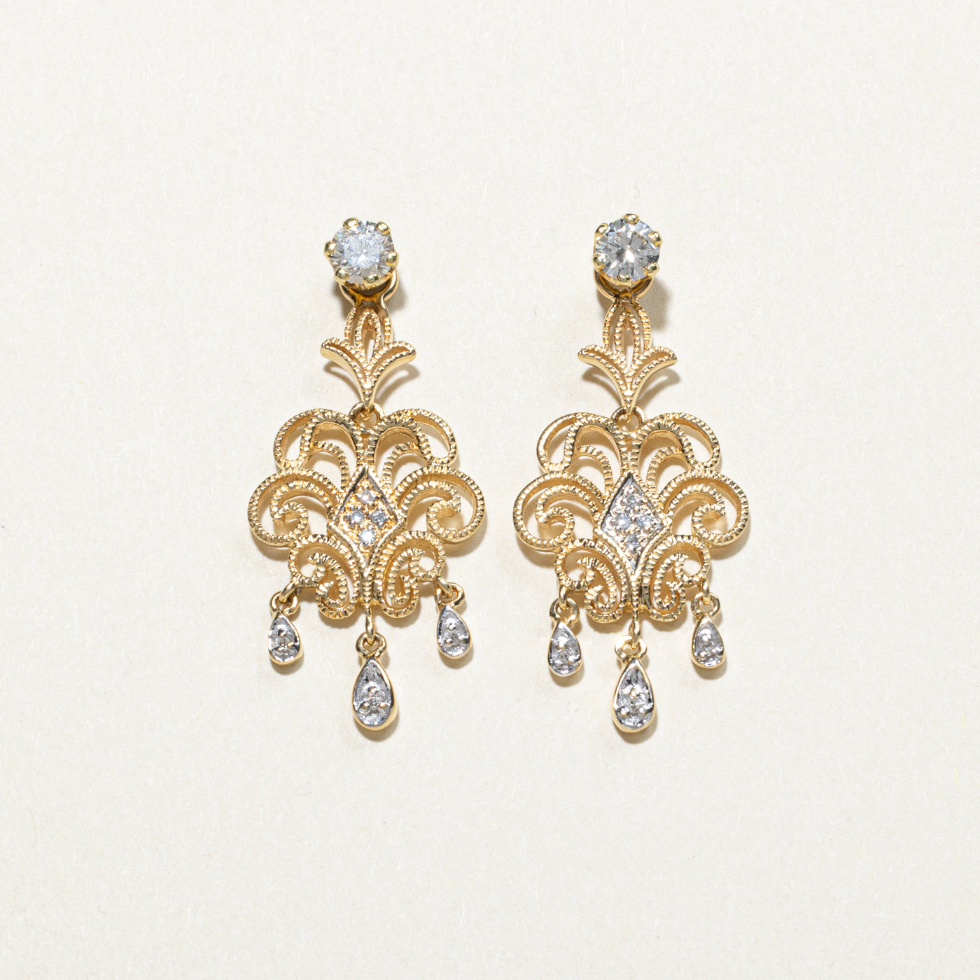 Yellow Gold Diamond Chandelier Jacket Earrings | 0.76ctw