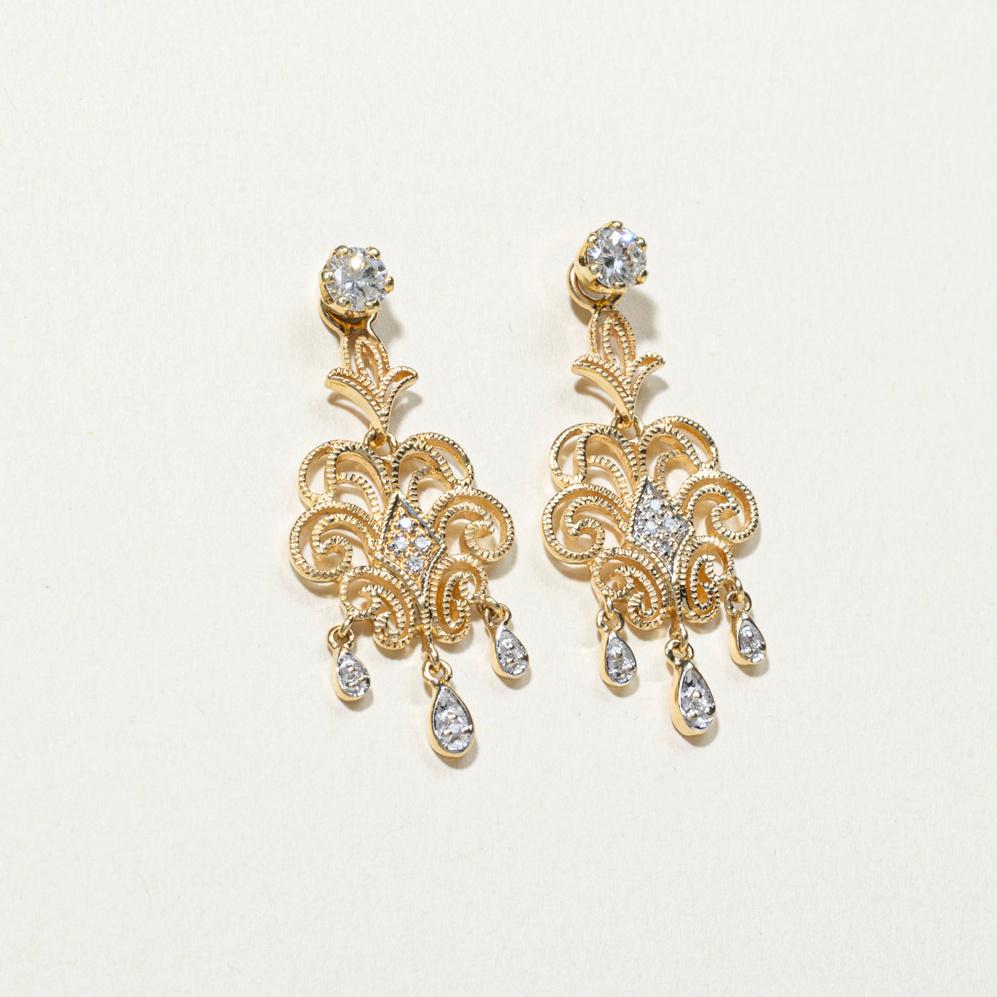 Yellow Gold Diamond Chandelier Jacket Earrings | 0.76ctw