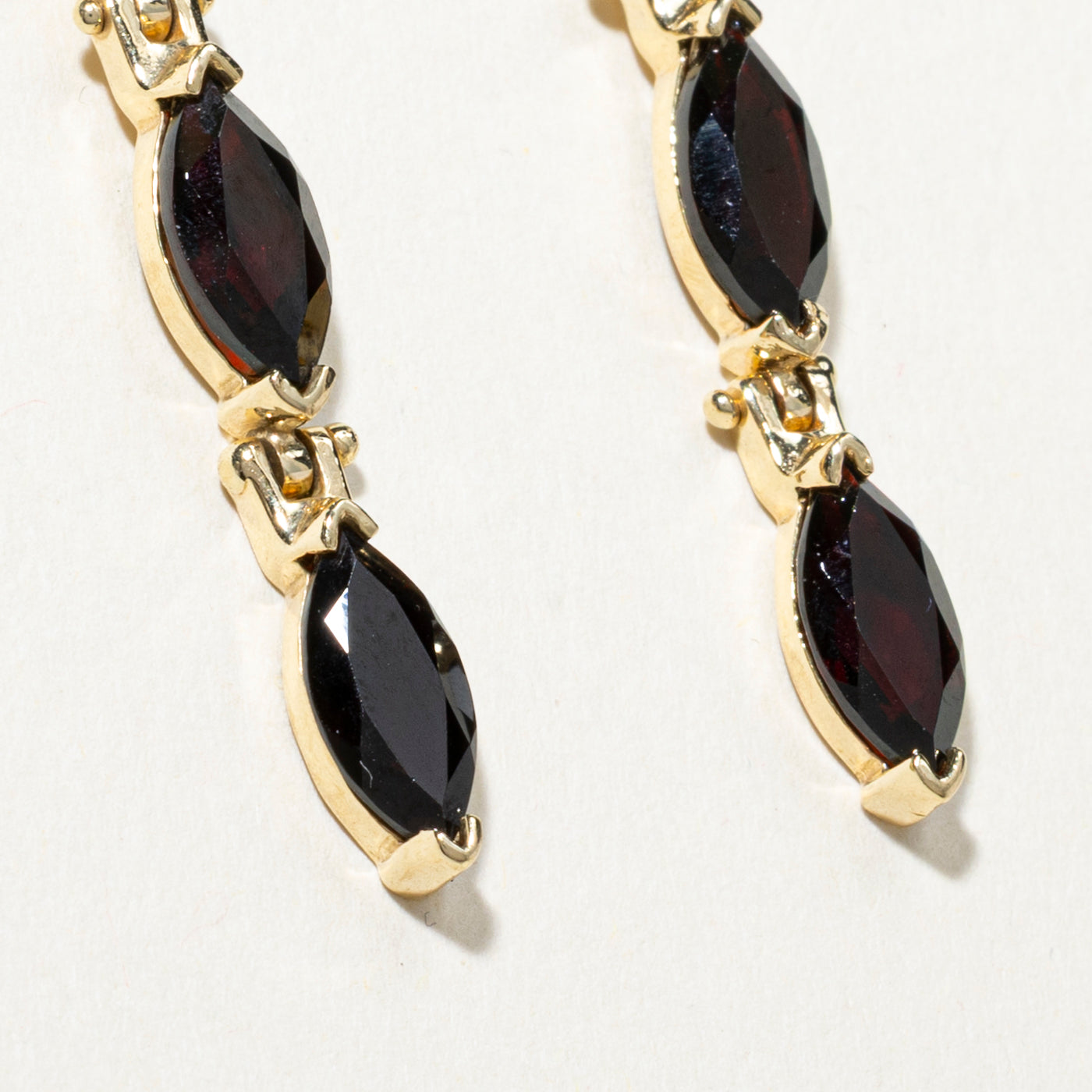 Three Stone Marquise Cut Garnet Drop Earrings | 6.60ctw