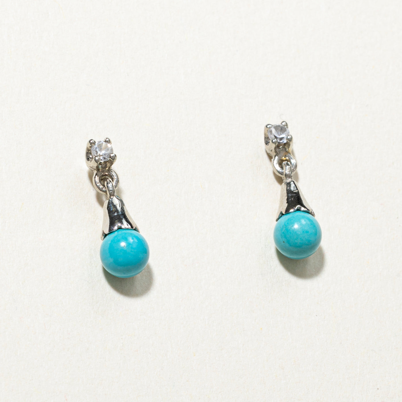 Turquoise & Diamond Drop Earrings | 0.70ct, 0.06ct
