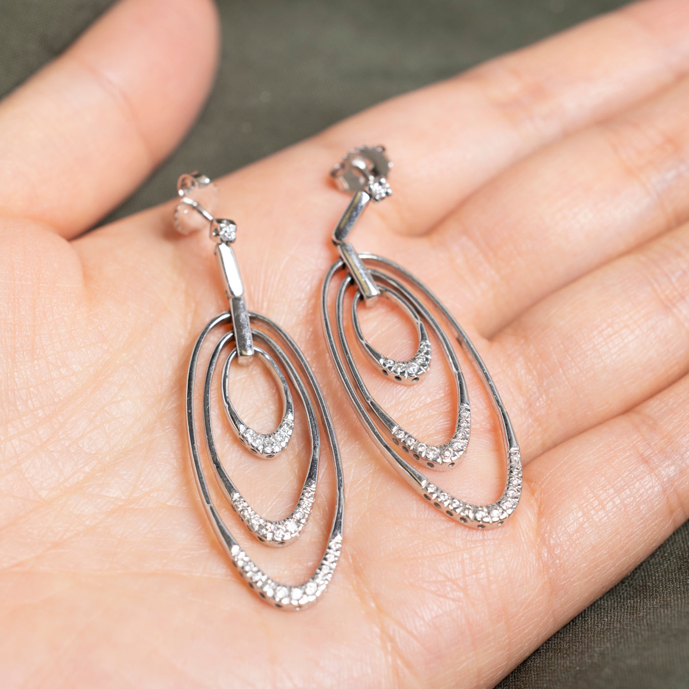 Diamond Oval Drop Earrings | 0.44ctw