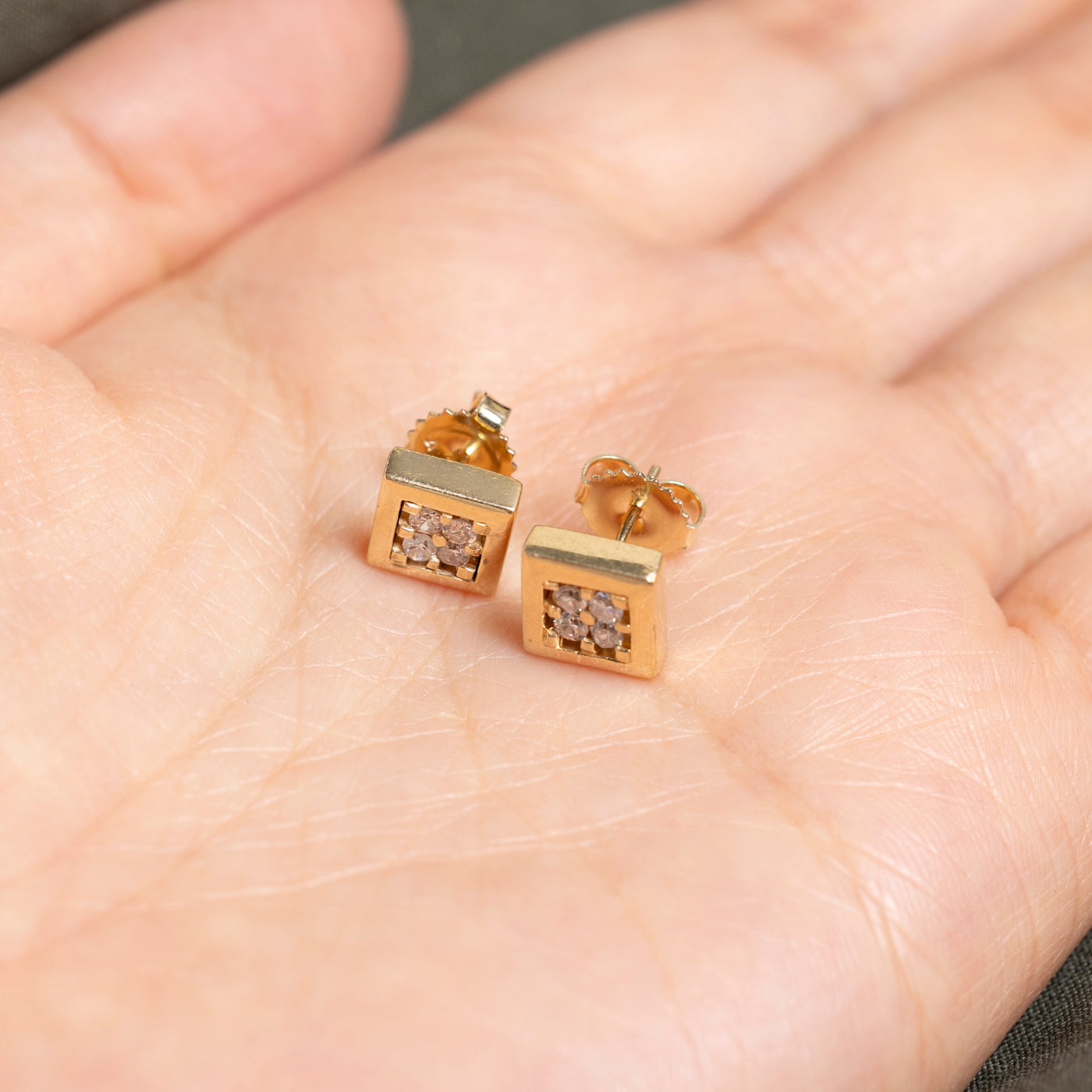 Diamond Square Cluster Stud Earrings | 0.28ct