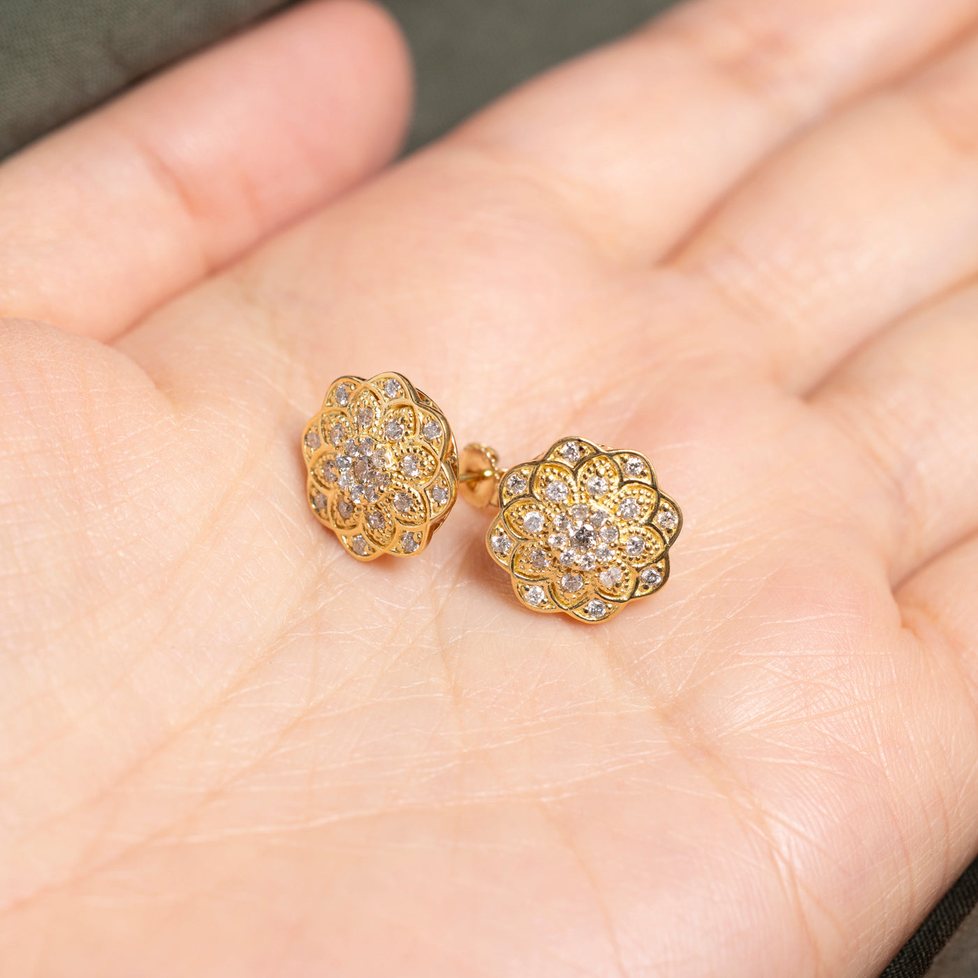 18k Diamond Floral Stud Earrings | 0.60ctw