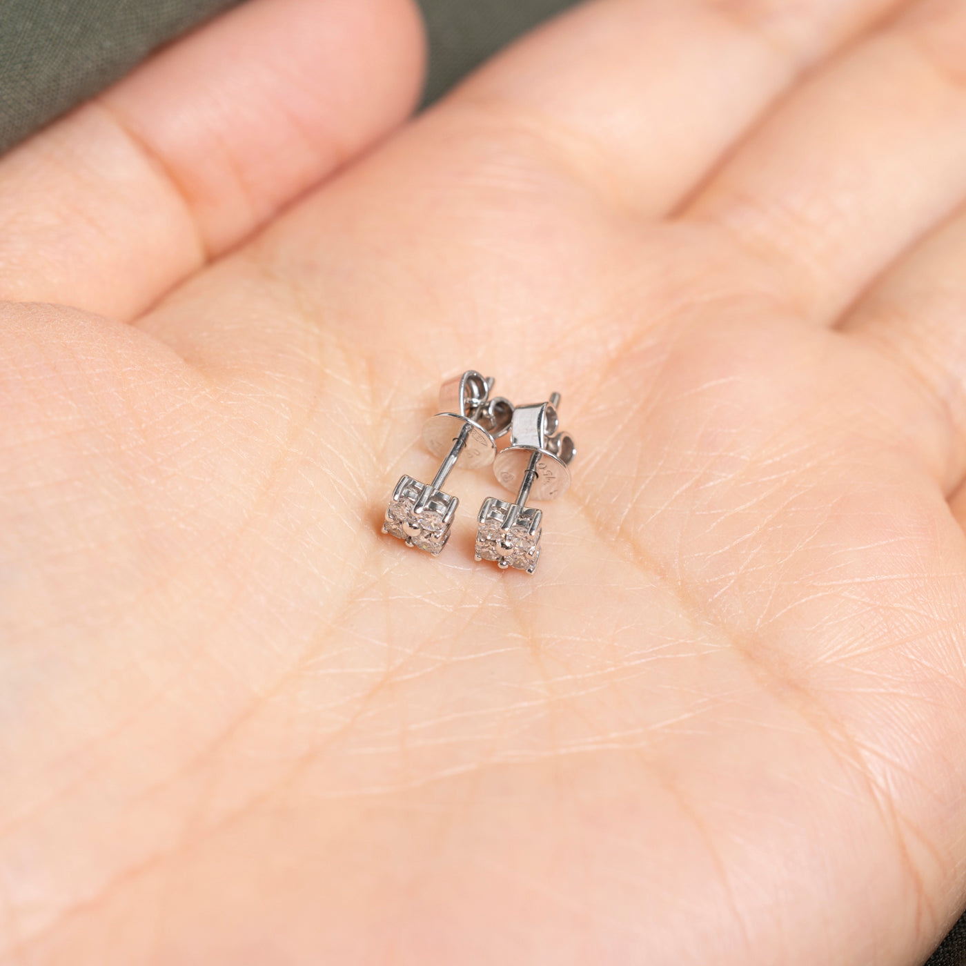 18k Diamond Square Cluster Stud Earrings | 0.26ct