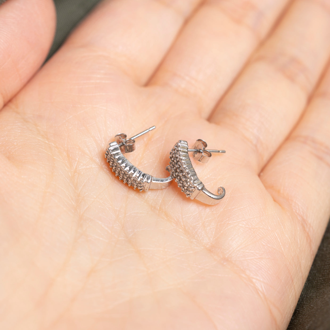 Diamond Half Huggie Earrings | 0.27ctw