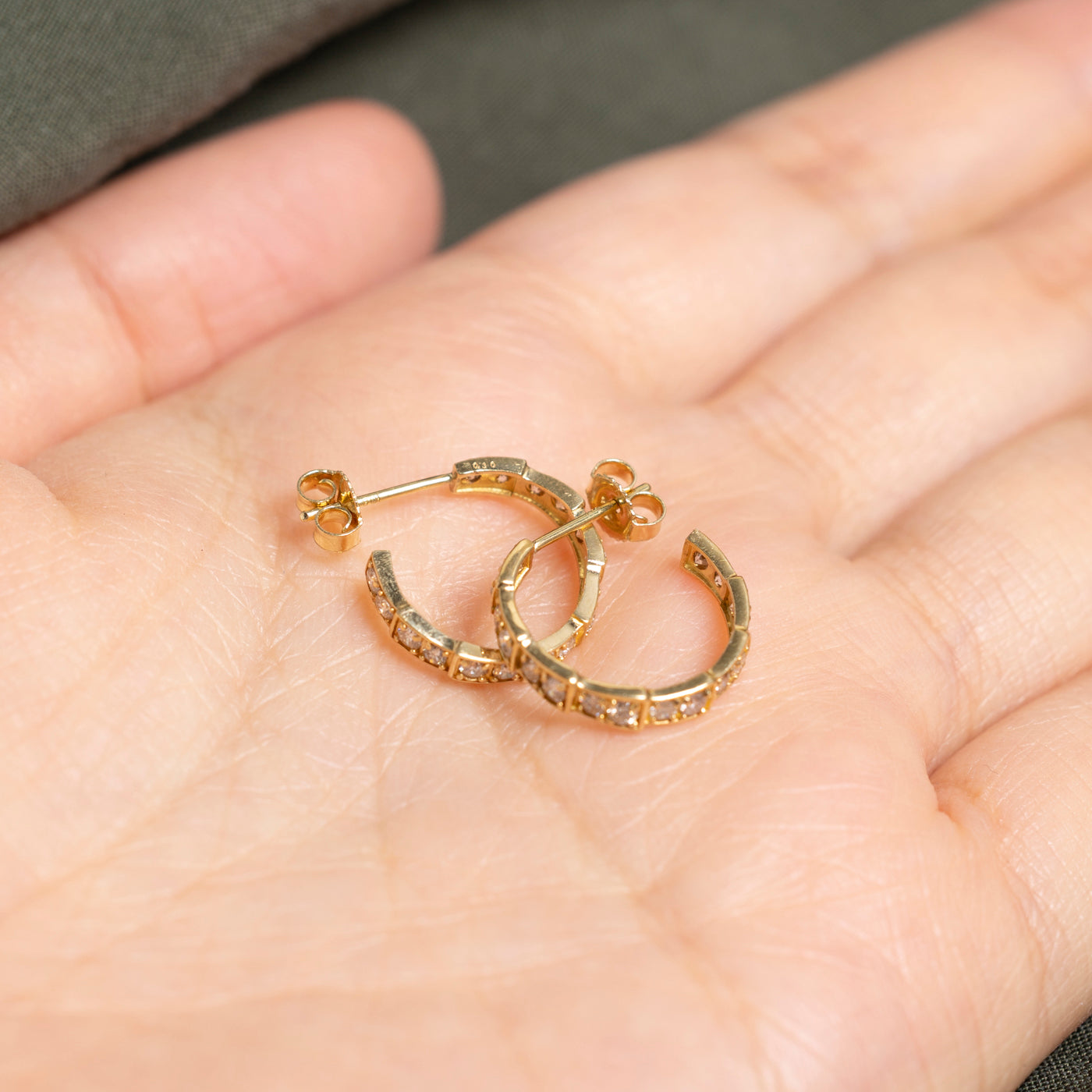 18k Yellow Gold Diamond Hoop Earrings | 0.60ct