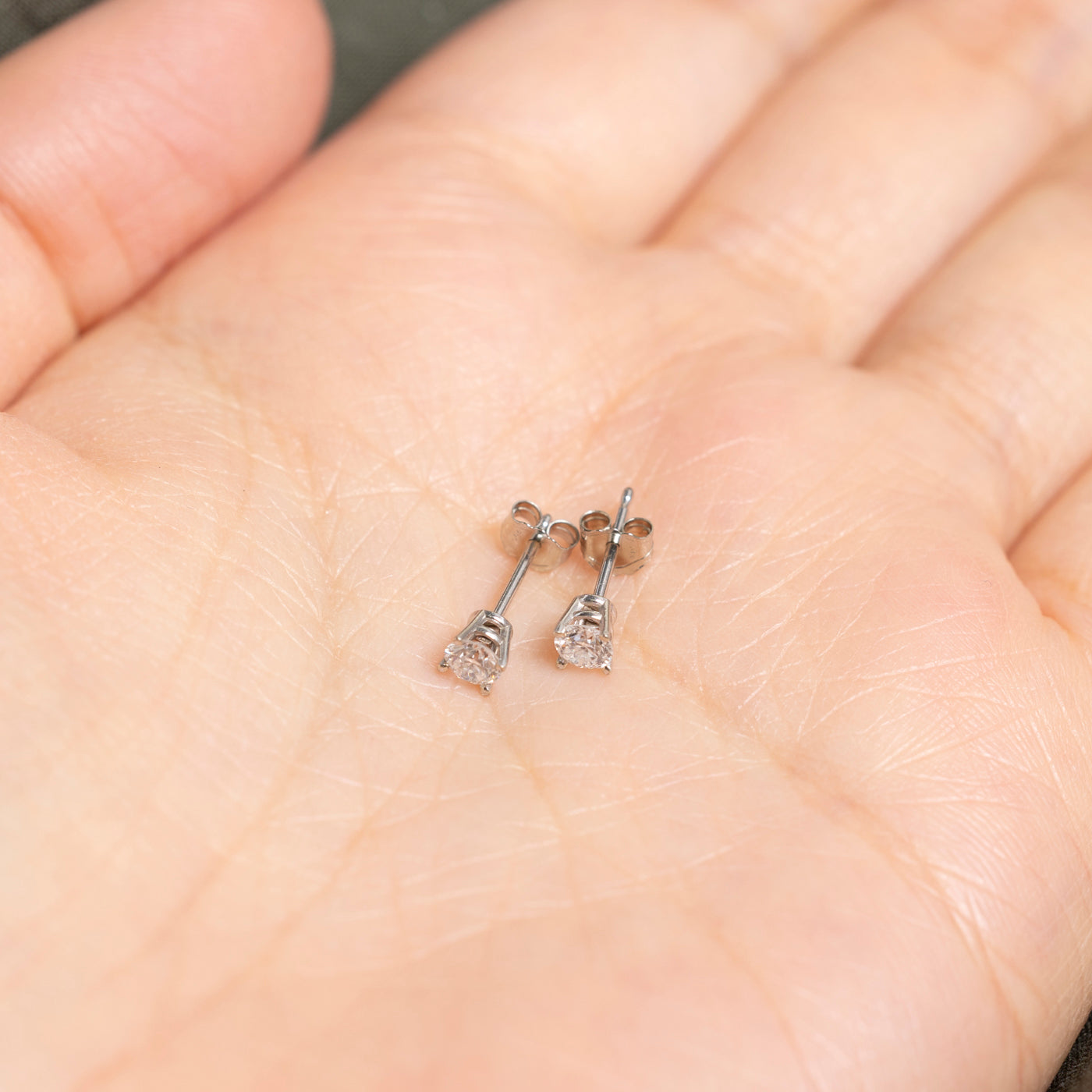 Basket Set Solitaire Diamond Stud Earrings | 0.29ctw