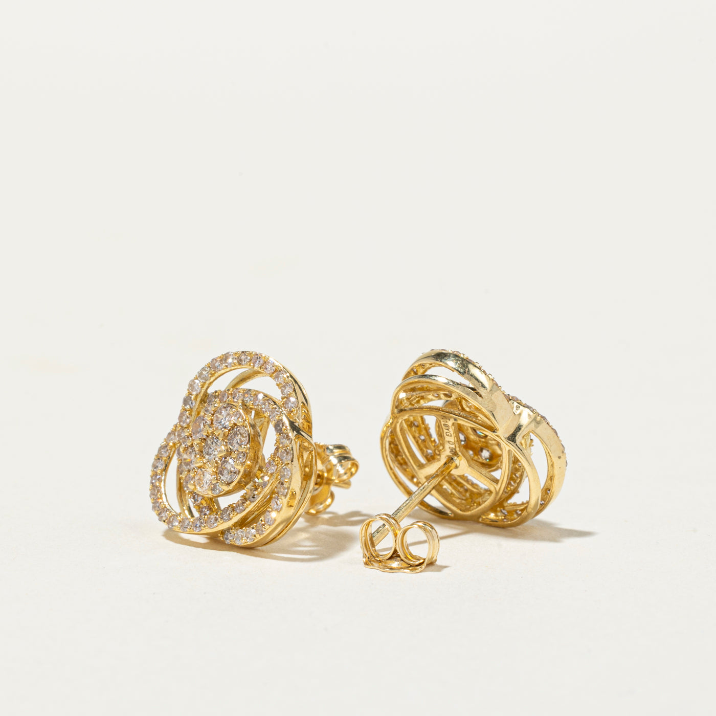 18k Diamond Spiral Cluster Stud Earrings | 1.00ctw