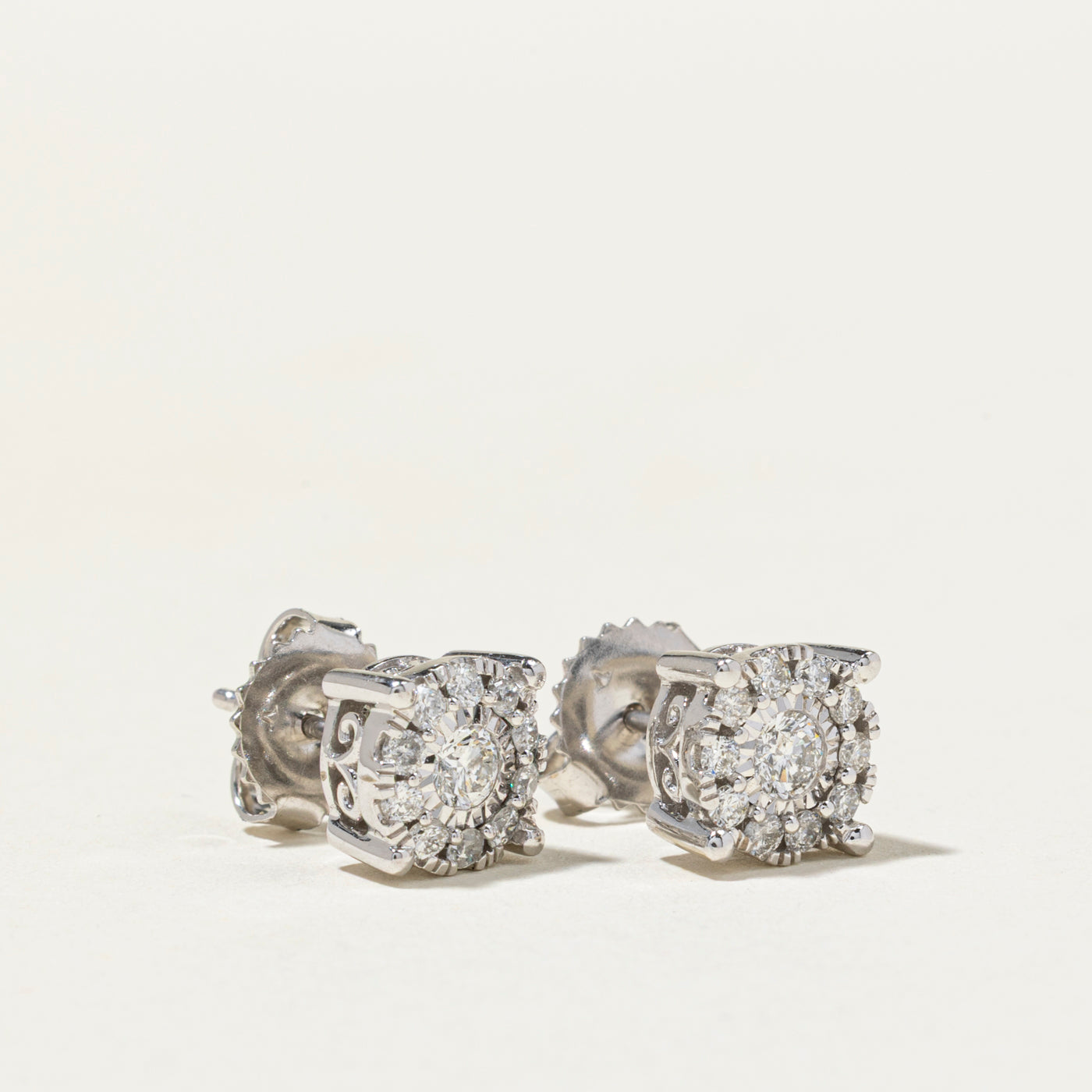 'Effy' White Gold Diamond Halo Stud Earrings | 0.45ctw