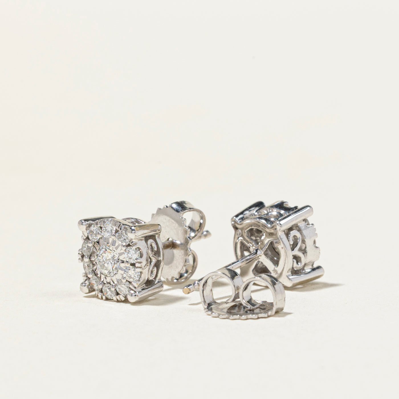'Effy' White Gold Diamond Halo Stud Earrings | 0.45ctw