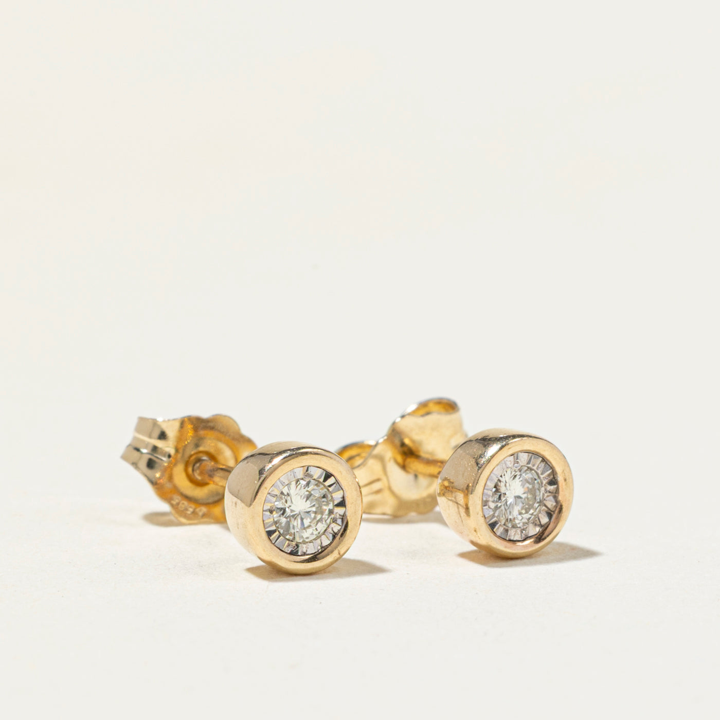 Bezel Set Diamond Stud Earrings | 0.10ct