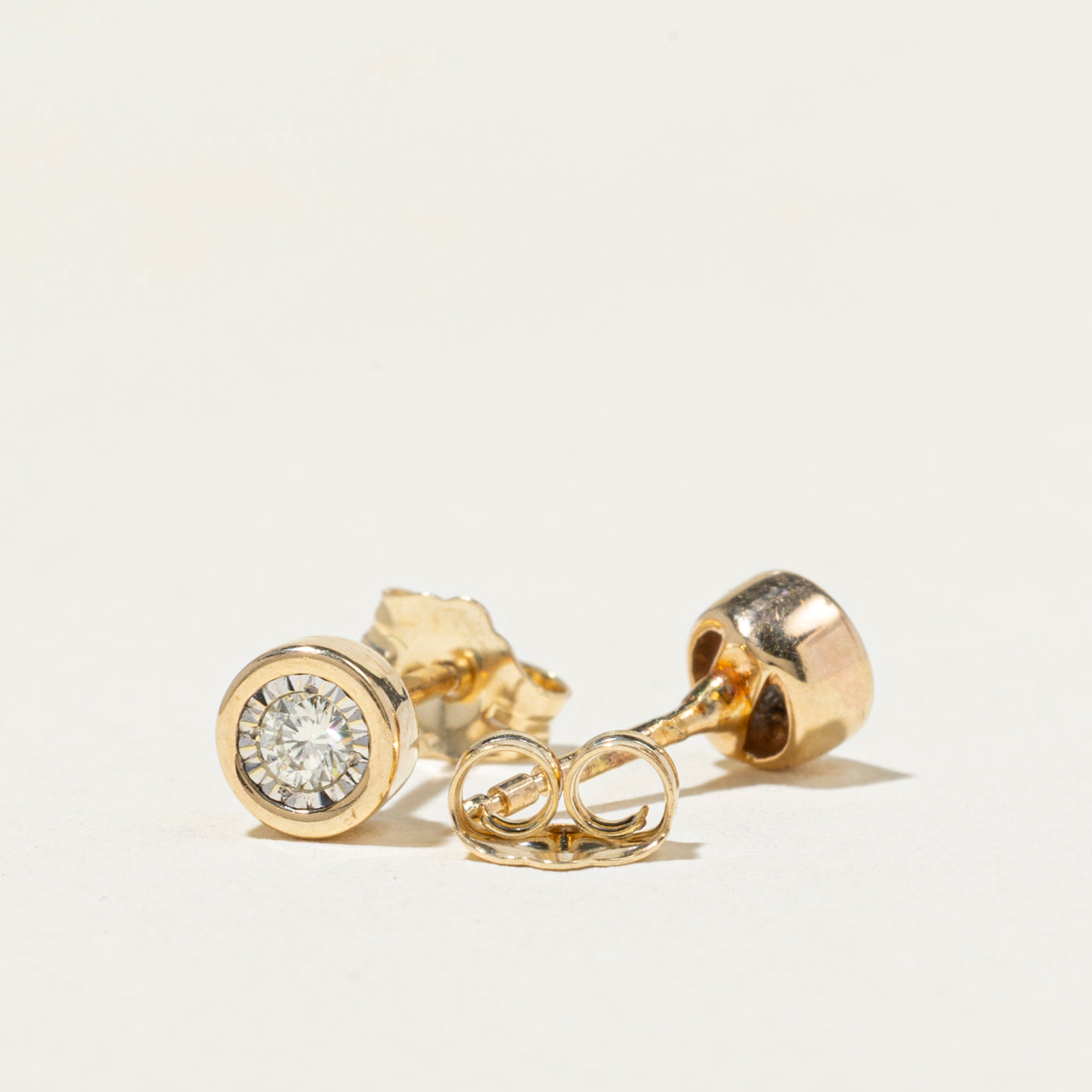 Bezel Set Diamond Stud Earrings | 0.10ct