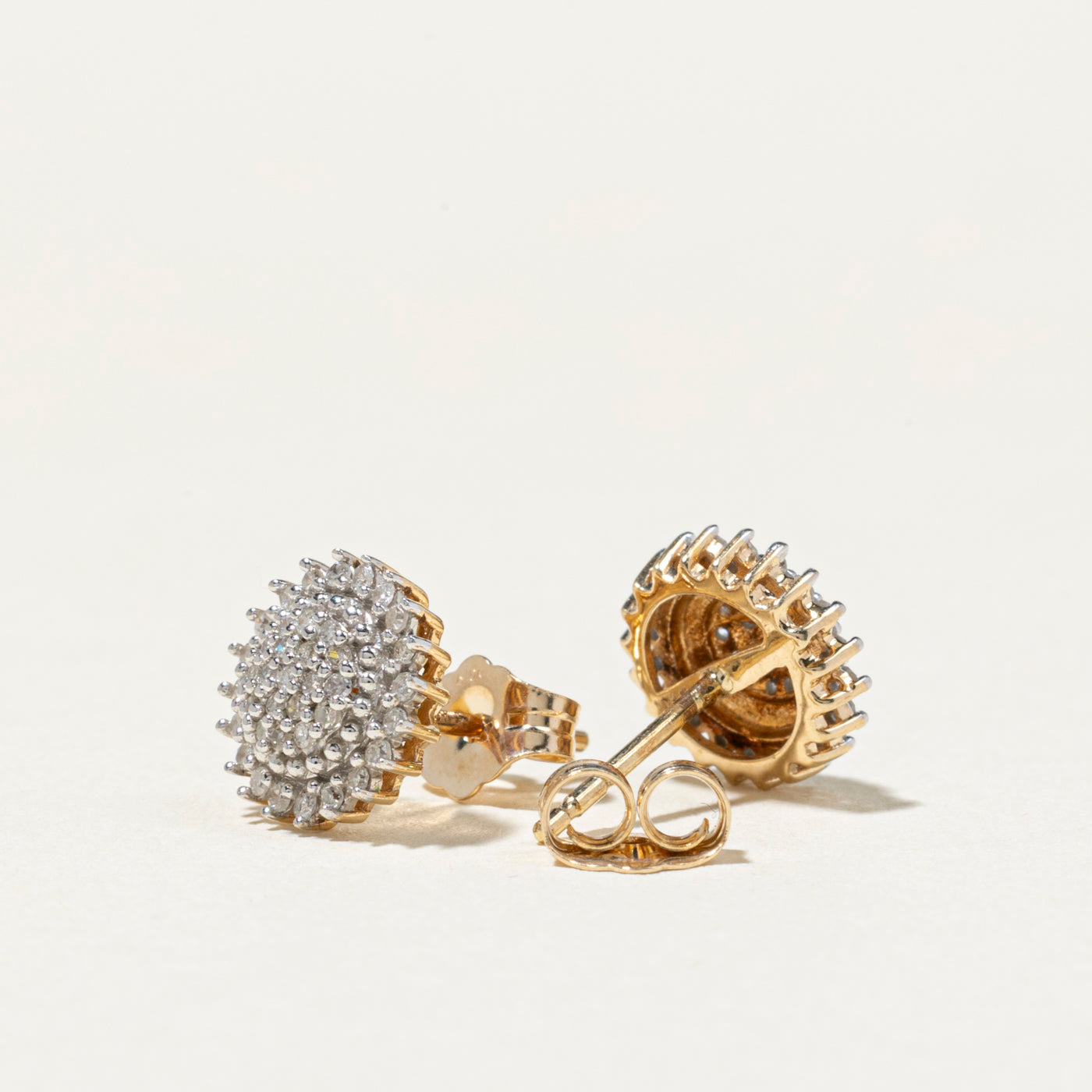 Yellow Gold Diamond Petal Cluster Stud Earrings | 0.22ct