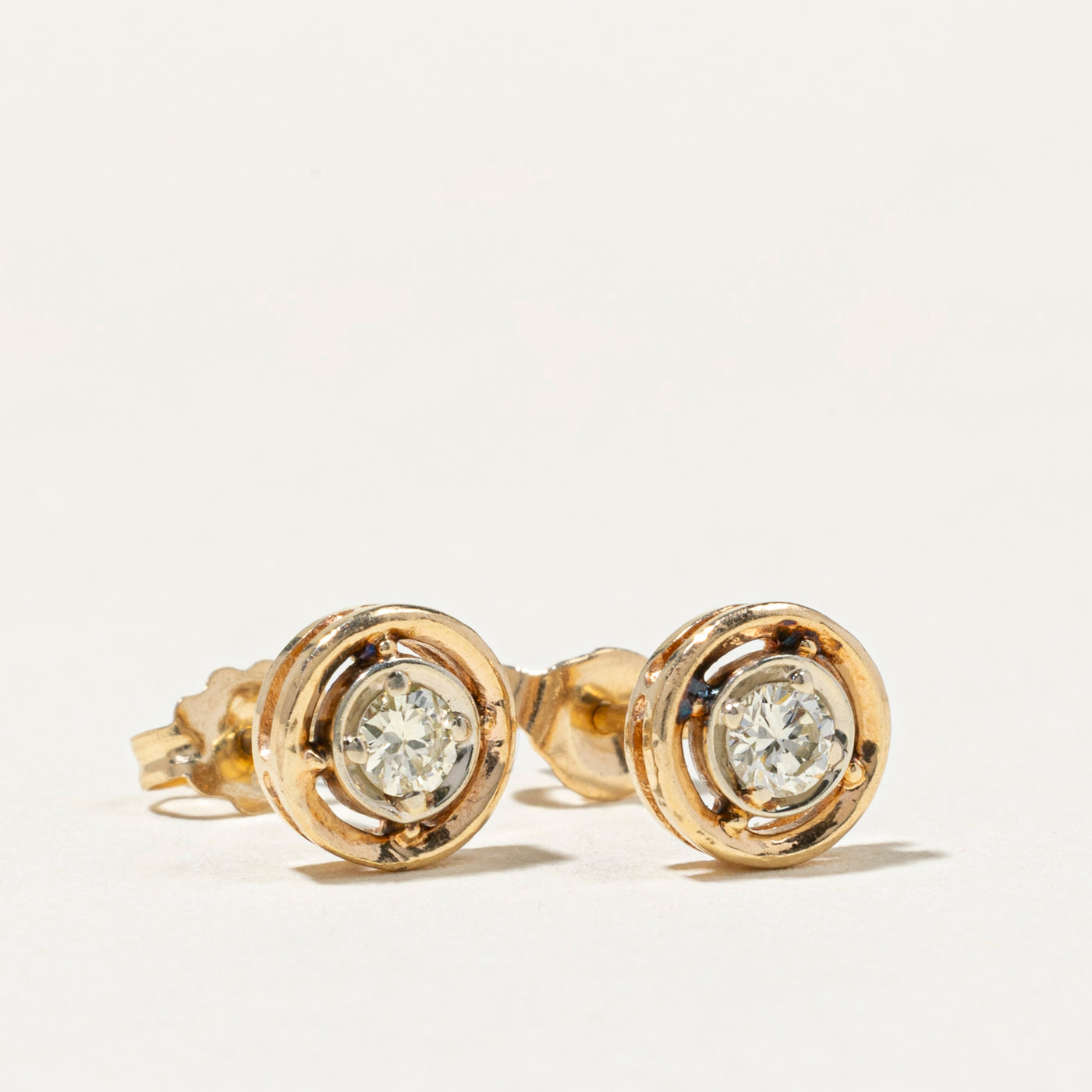 Bezel Frame Diamond Stud Earrings | 0.22ct