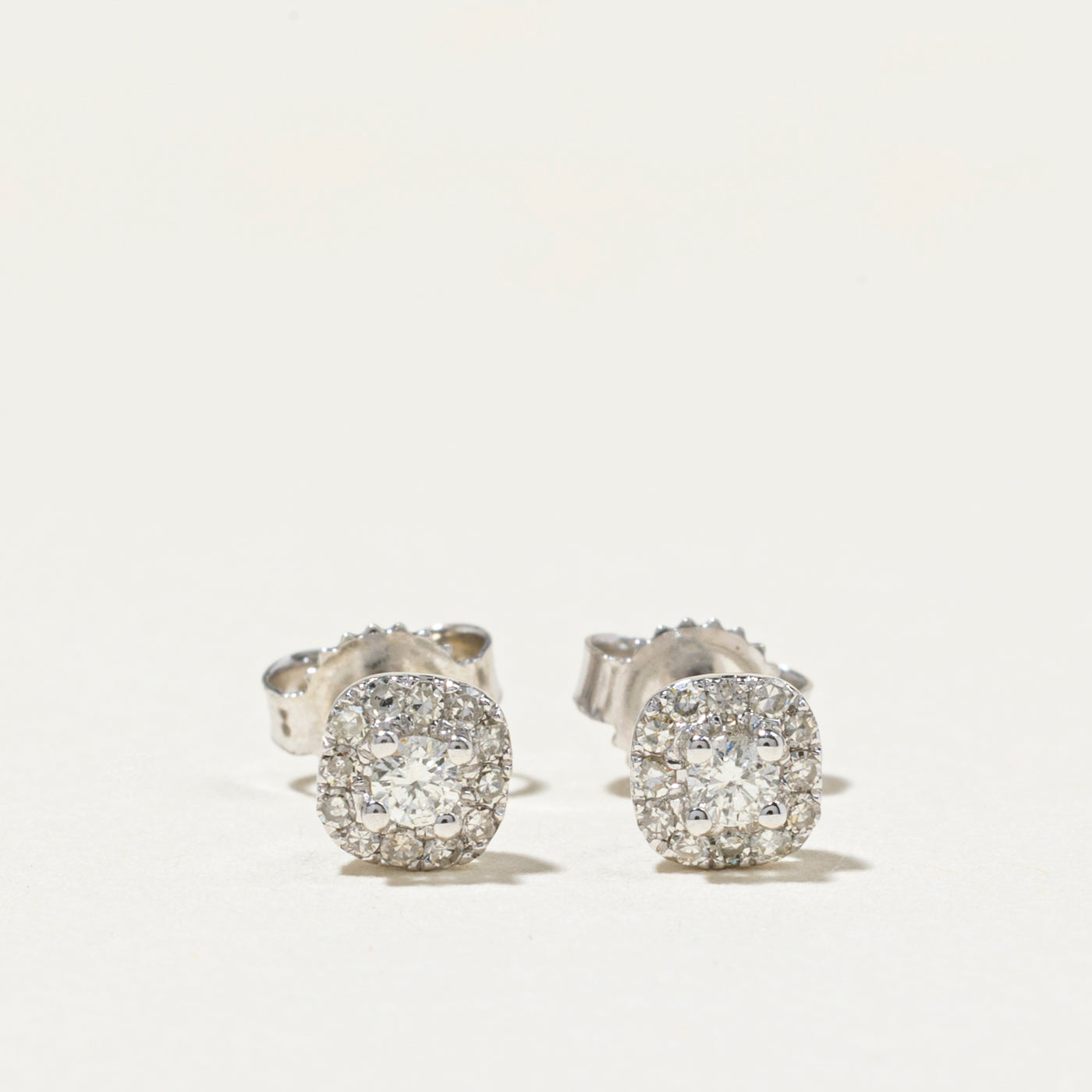 White Gold Diamond Halo Stud Earrings | 0.20ct